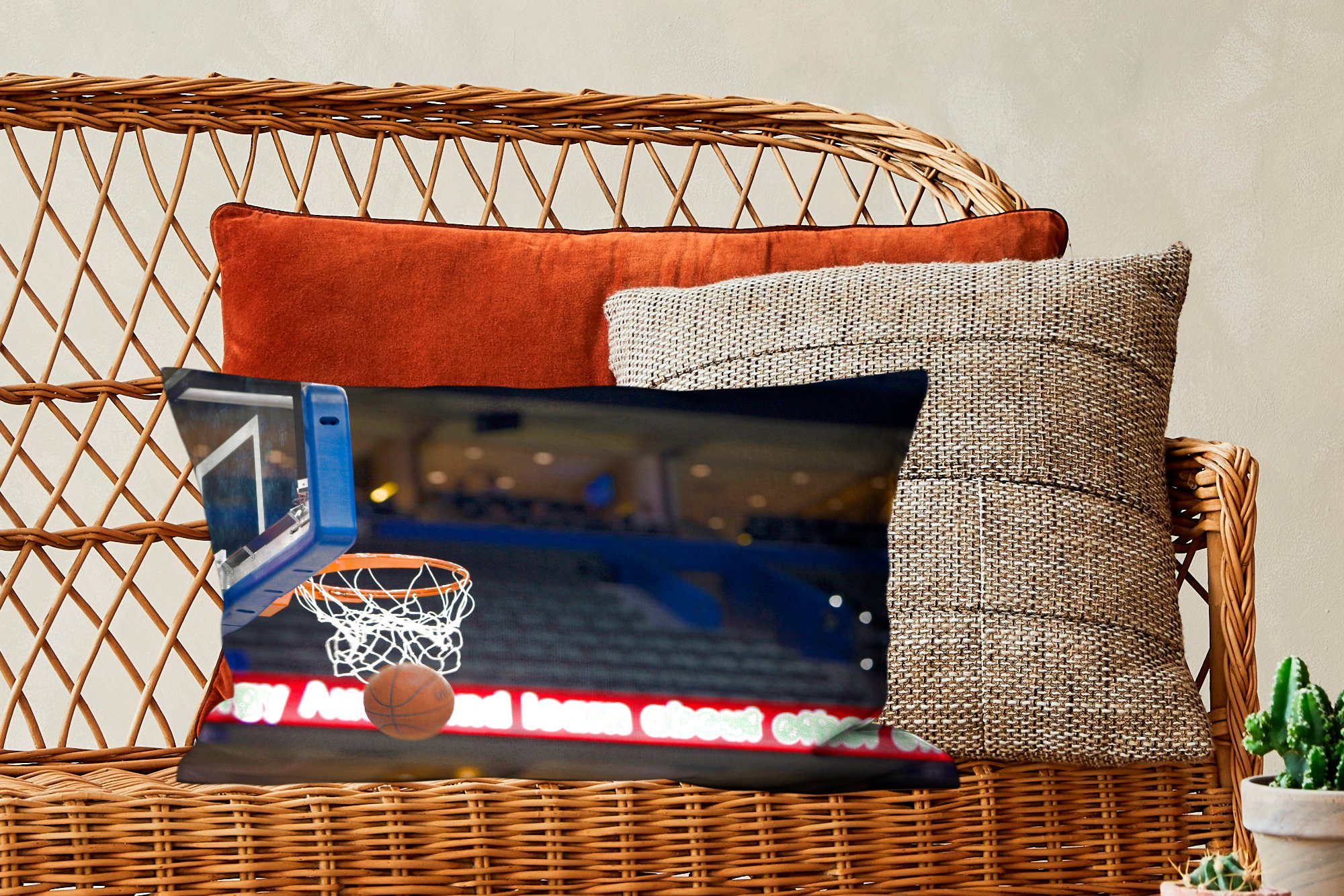 Dekokissen Basketball mit Füllung, Dekoration, den durch geht Dekokissen Zierkissen, Wohzimmer Schlafzimmer Korb, MuchoWow