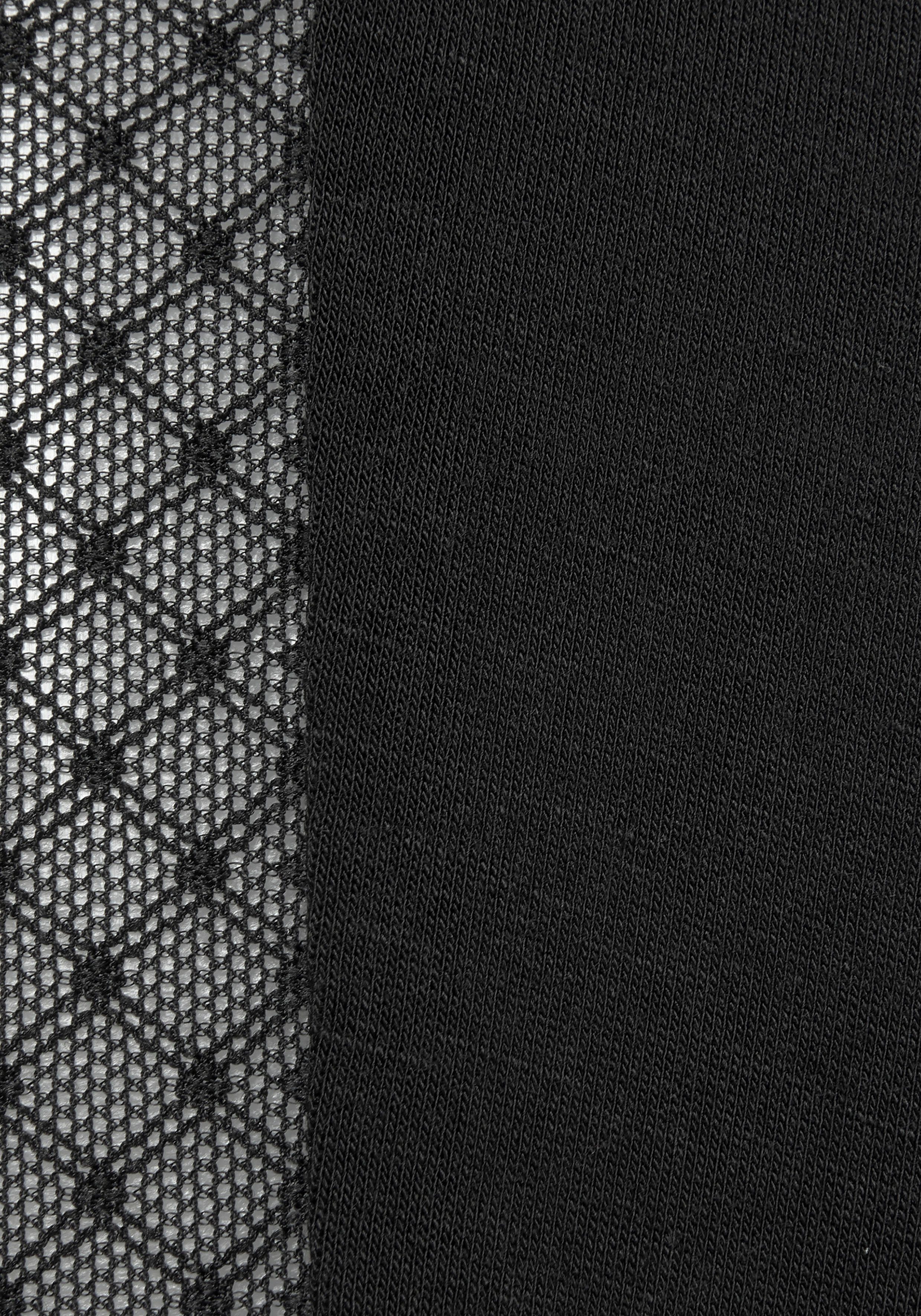 Seitenstreifen aus mit Pyjamahose transparenter schwarz Spitze LASCANA