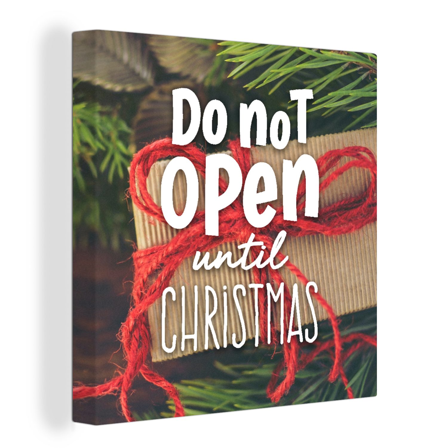 OneMillionCanvasses® Leinwandbild Öffne nicht vor Weihnachten" -  Sprichwörter - Zitate, (1 St), Leinwand Bilder für Wohnzimmer Schlafzimmer