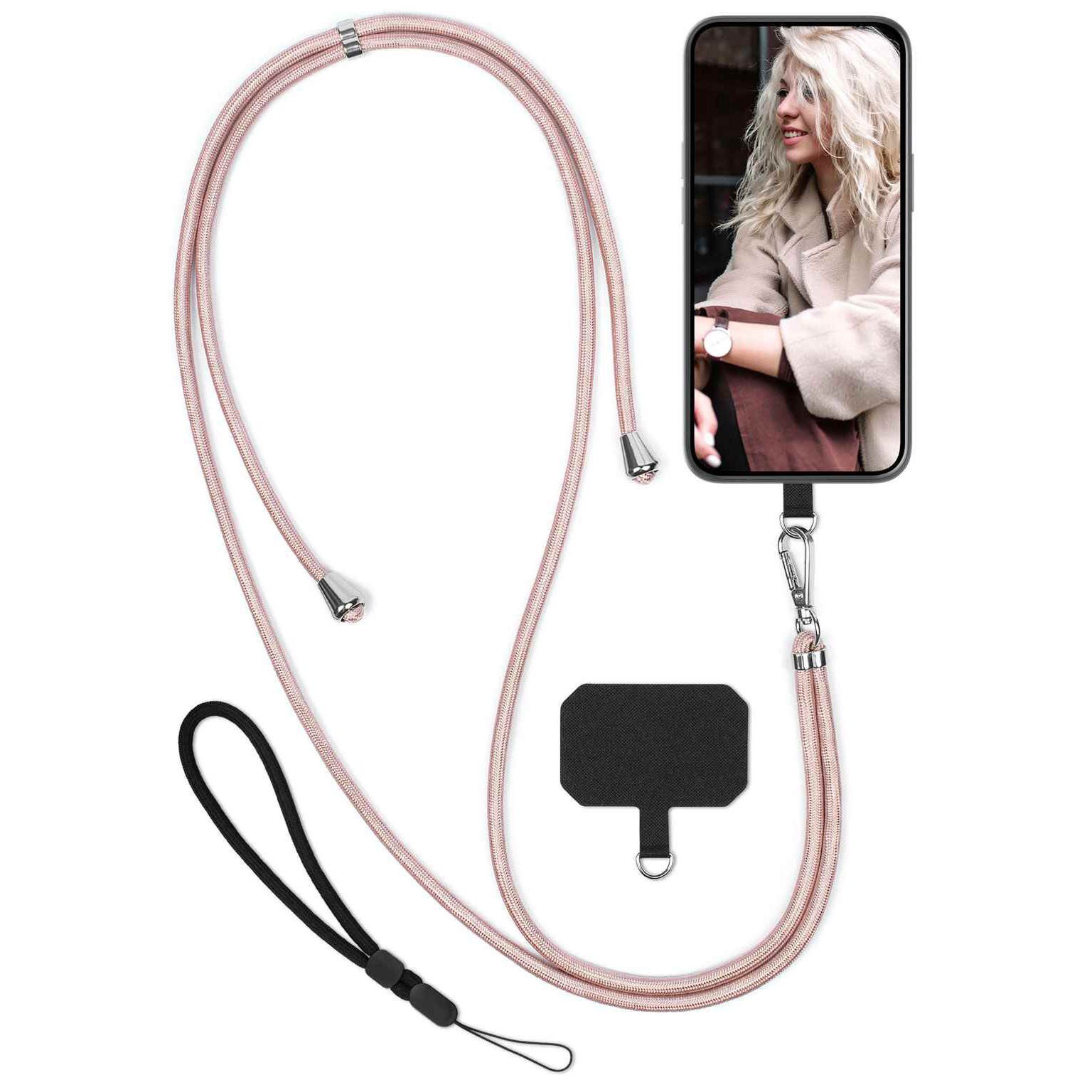 moex Handykette für Fairphone 4 Handyband ohne Hülle Unleash Rosa 6,3 Zoll, Umhängeband mit Karabiner Handy Kette zum Umhängen Band abnehmbar