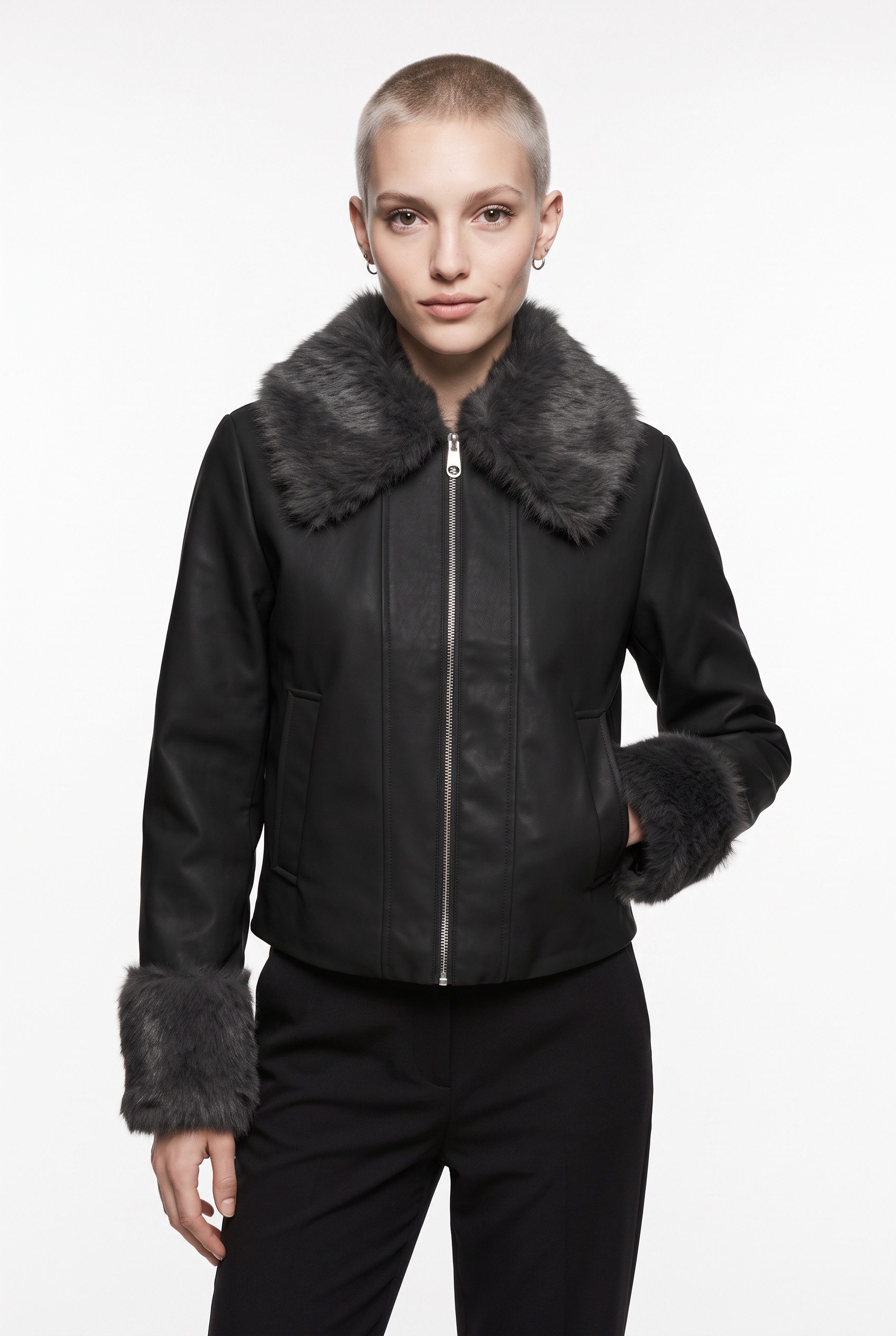ONLY Lederimitatjacke ONLBAZ FAUX LEATHER FUR JACKET CC OTW Lederimitat