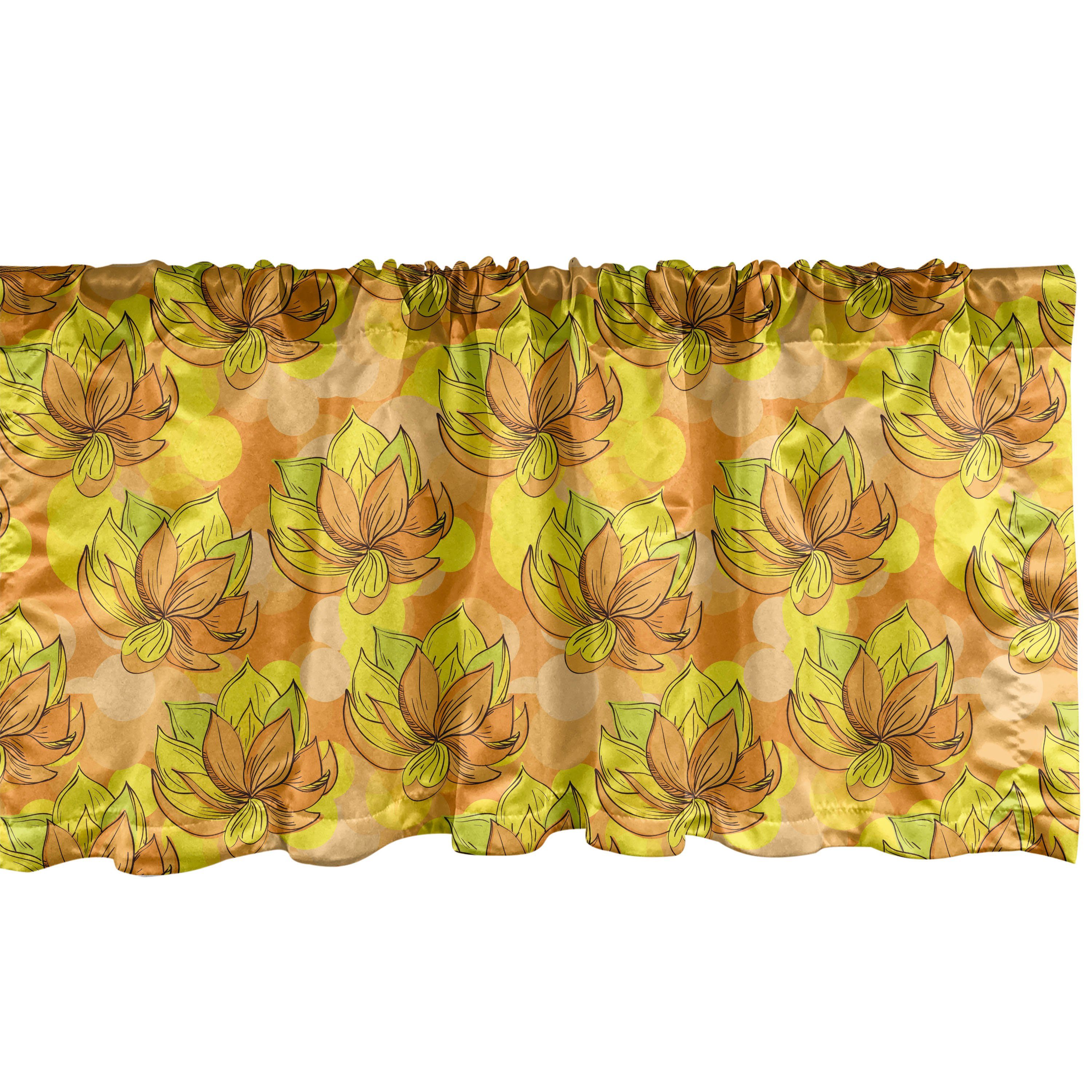 Scheibengardine Vorhang Volant für Küche Schlafzimmer Dekor mit Stangentasche, Abakuhaus, Microfaser, Blumen Tropical Lotus wie Blumen