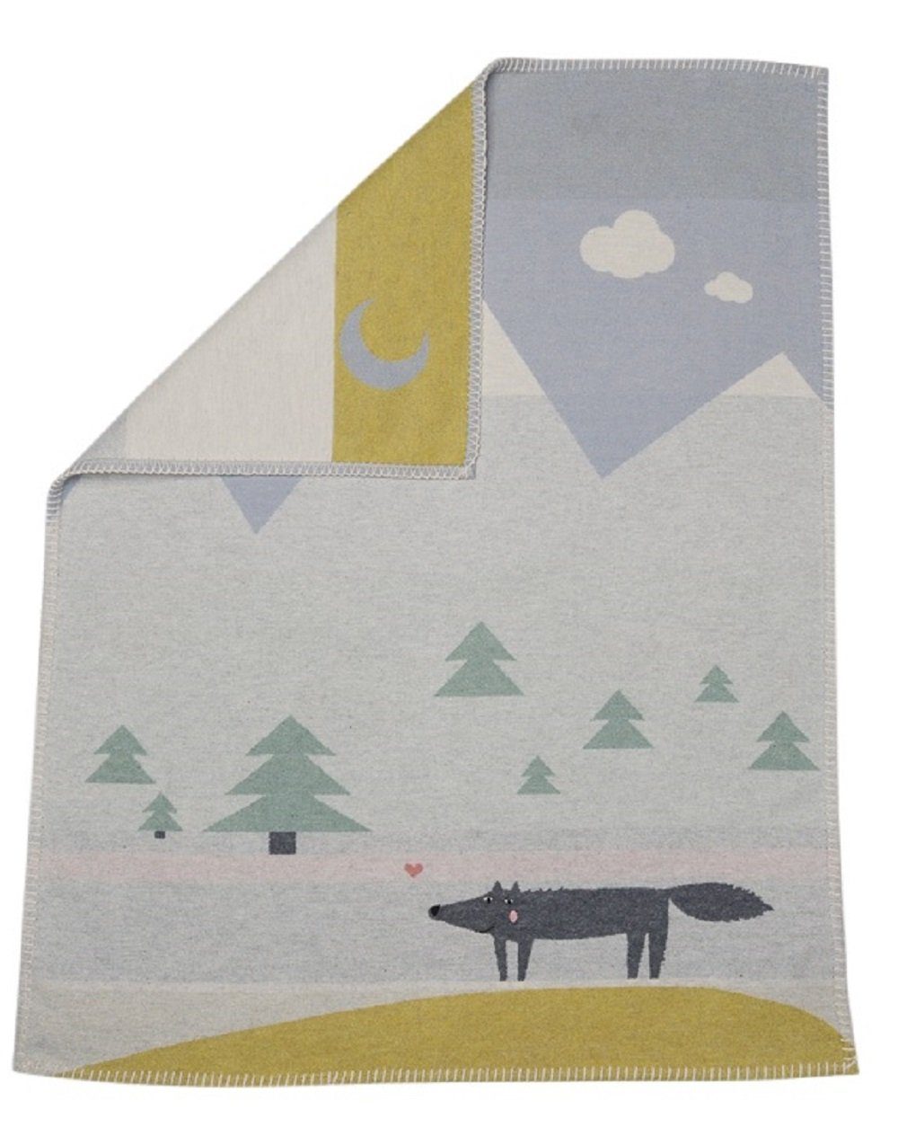 Babydecke Lili mit Stick 'Wolf' 70 x 90 cm Nordsee - Blau, DAVID FUSSENEGGER
