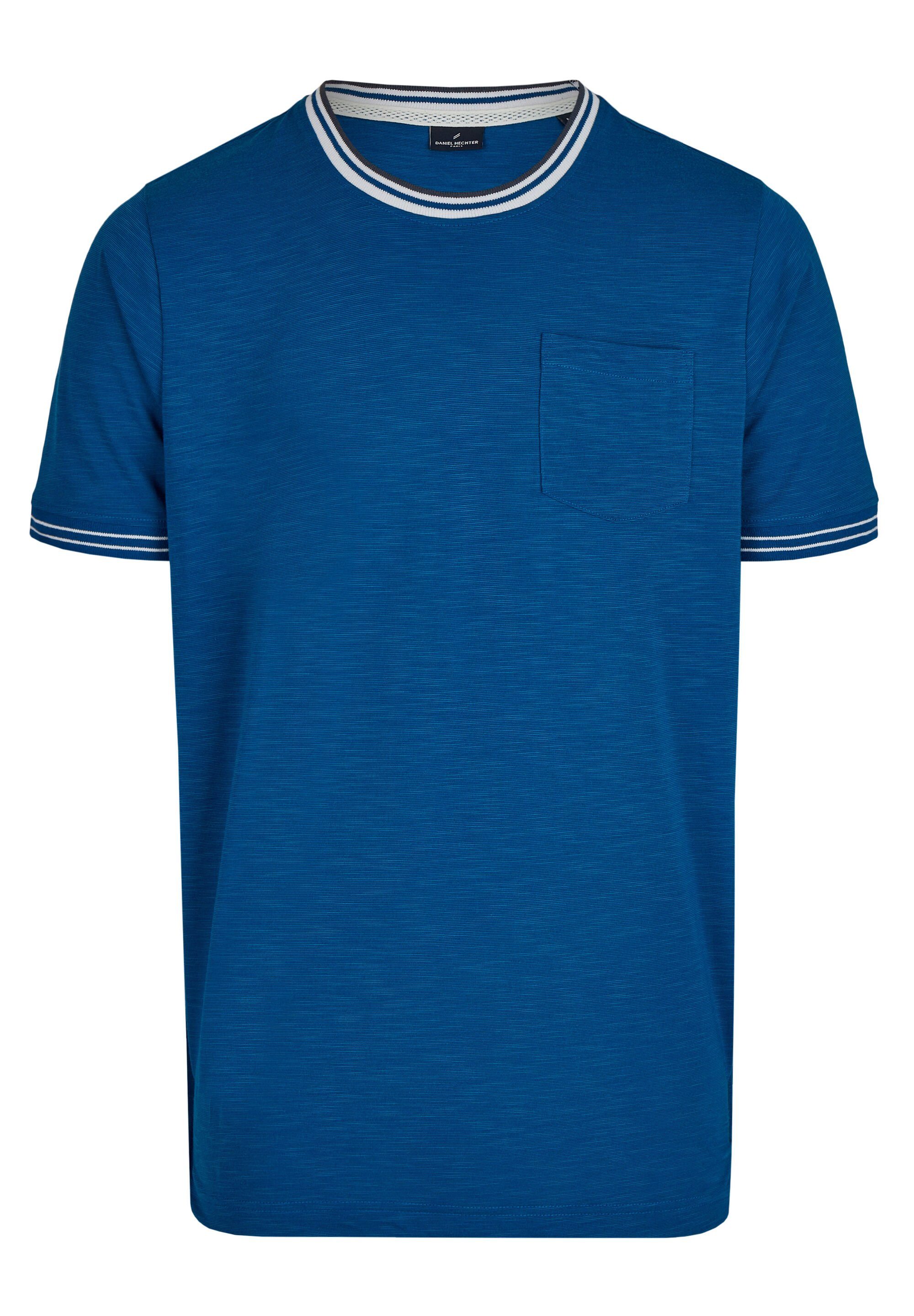HECHTER PARIS Kurzarmshirt mit Brusttasche und Kontrastdetails am Kragen und Ärmel deep water | T-Shirts