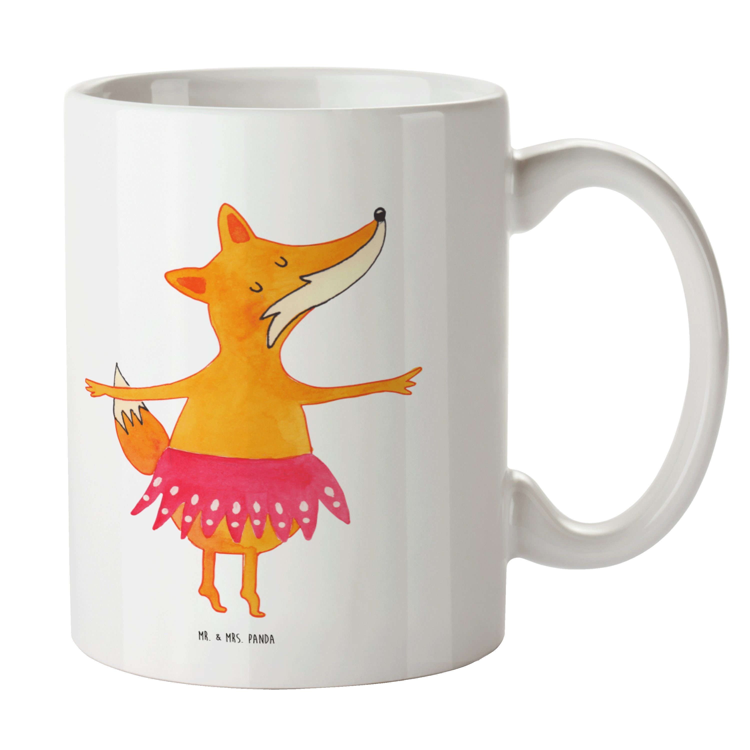 Mr. & Mrs. Panda Tasse Fuchs Ballerina - Weiß - Geschenk, Büro Tasse, Kaffeebecher, Teetasse, Keramik