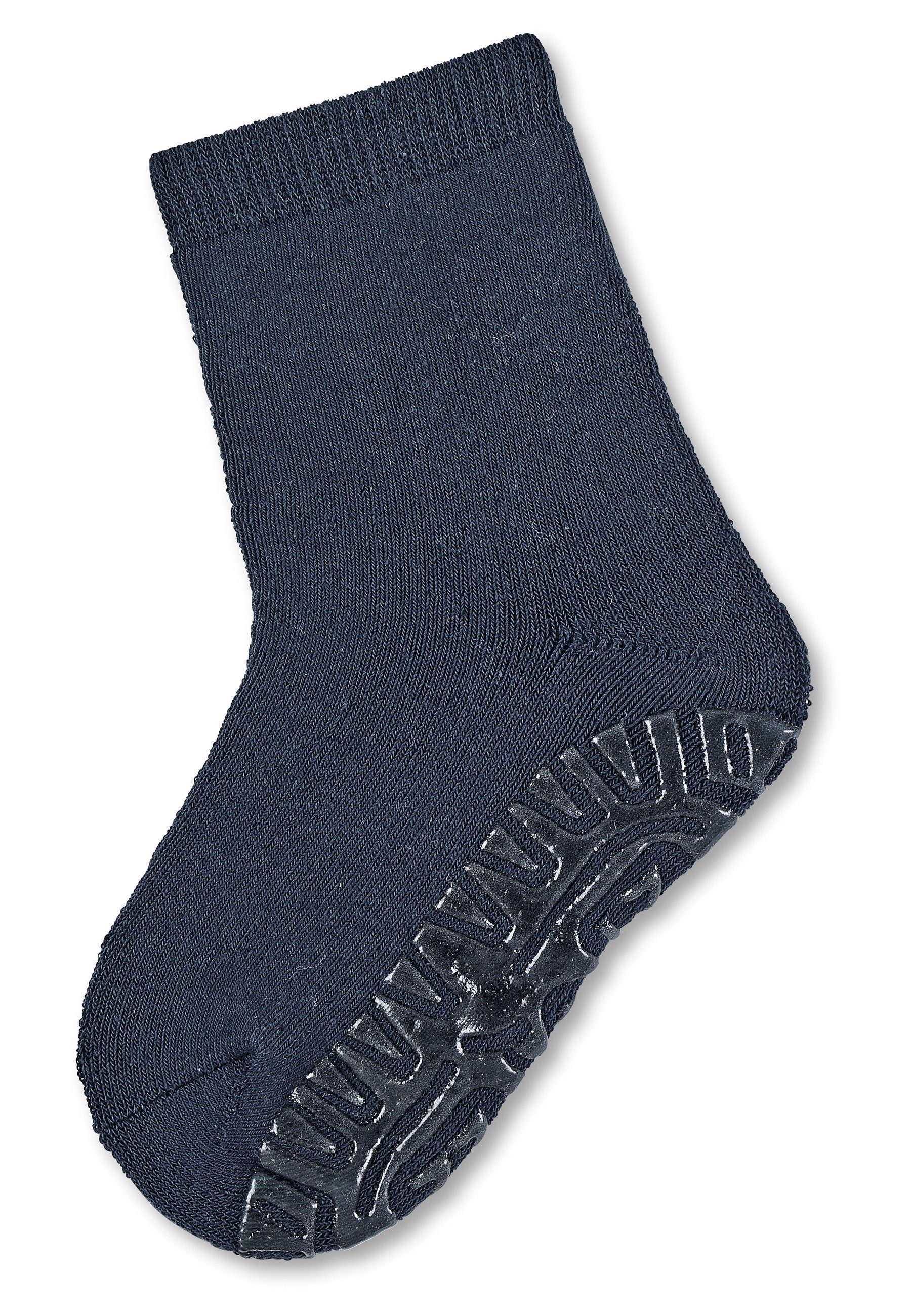 SOFT mit ABS- Rutschsocken Sterntaler® und im Vollplüsch Söckchen Anti-Rutsch-Sohle Fli (Fliesensocken Motiven) süßen mit ABS-Socken uni Sohlenbereich, Fli marineblau