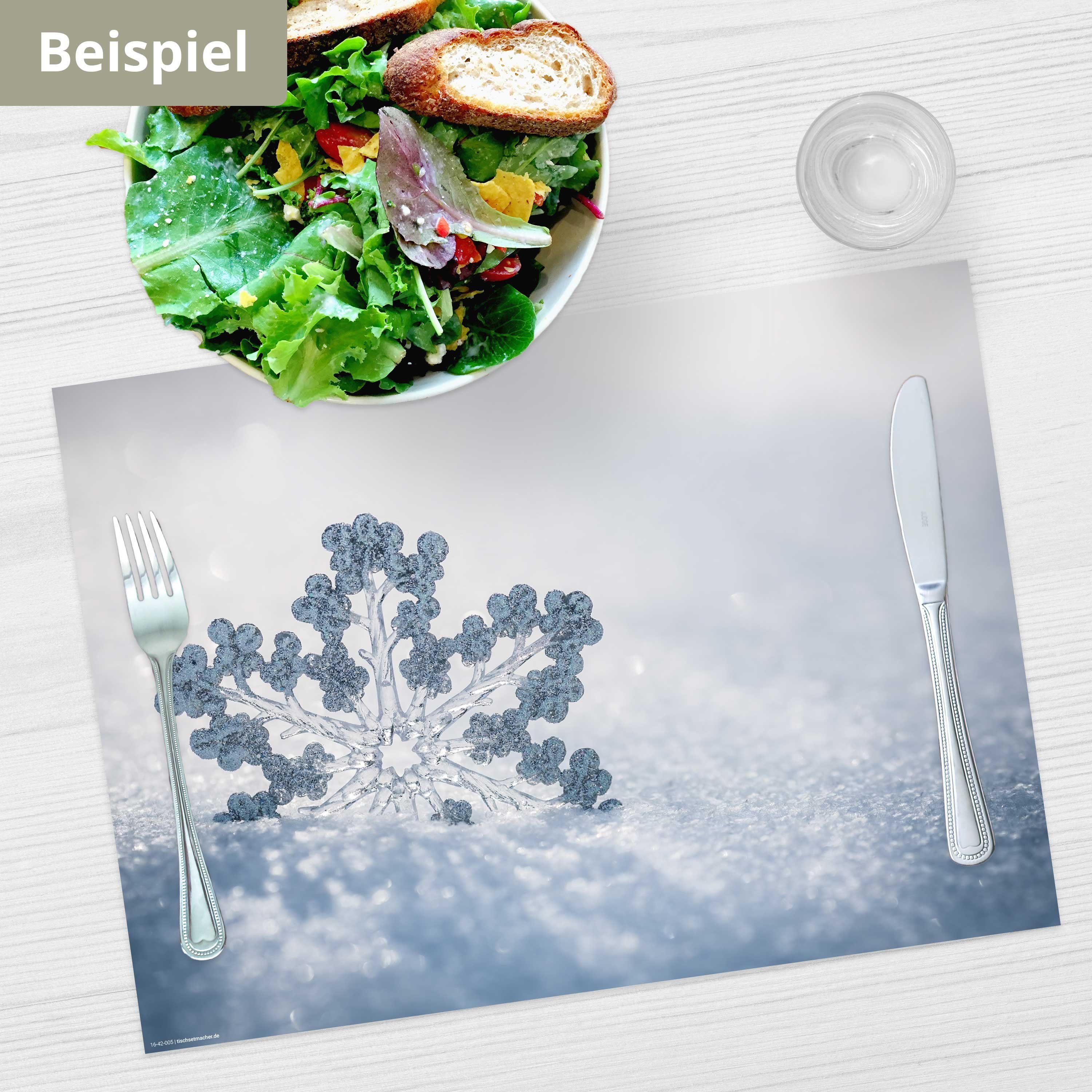 Tischsetmacher Platzset Tischsets I Platzsets - Weihnachten - Schneekristall, (aus Naturpapier in Aufbewahrungsmappe, 12-St., 44 x 32 cm / weiß)