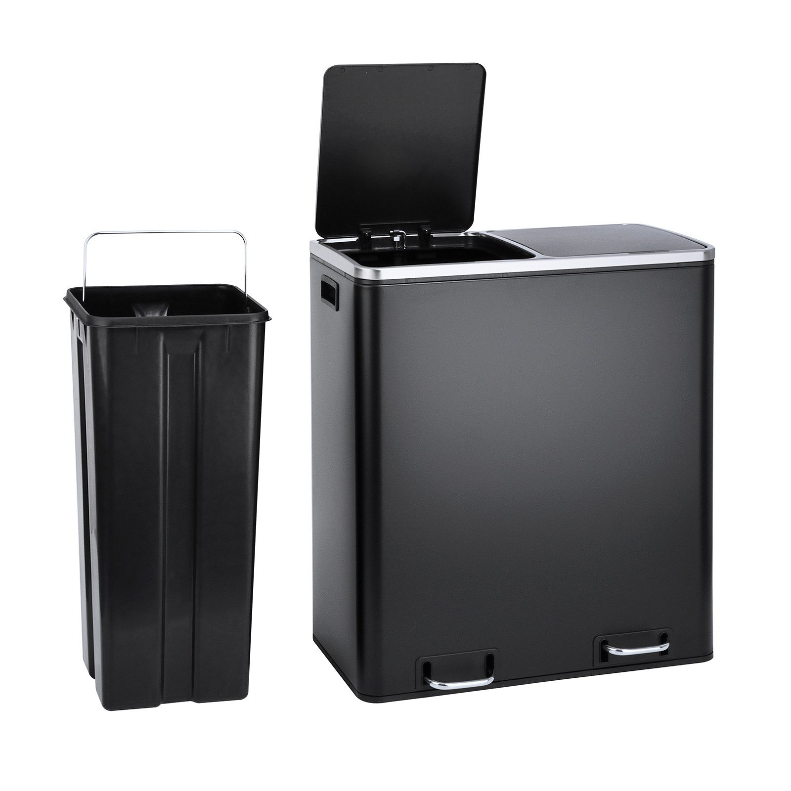 SVITA Mülltrennsystem, Tretmülleimer 2x 30L Schwarz