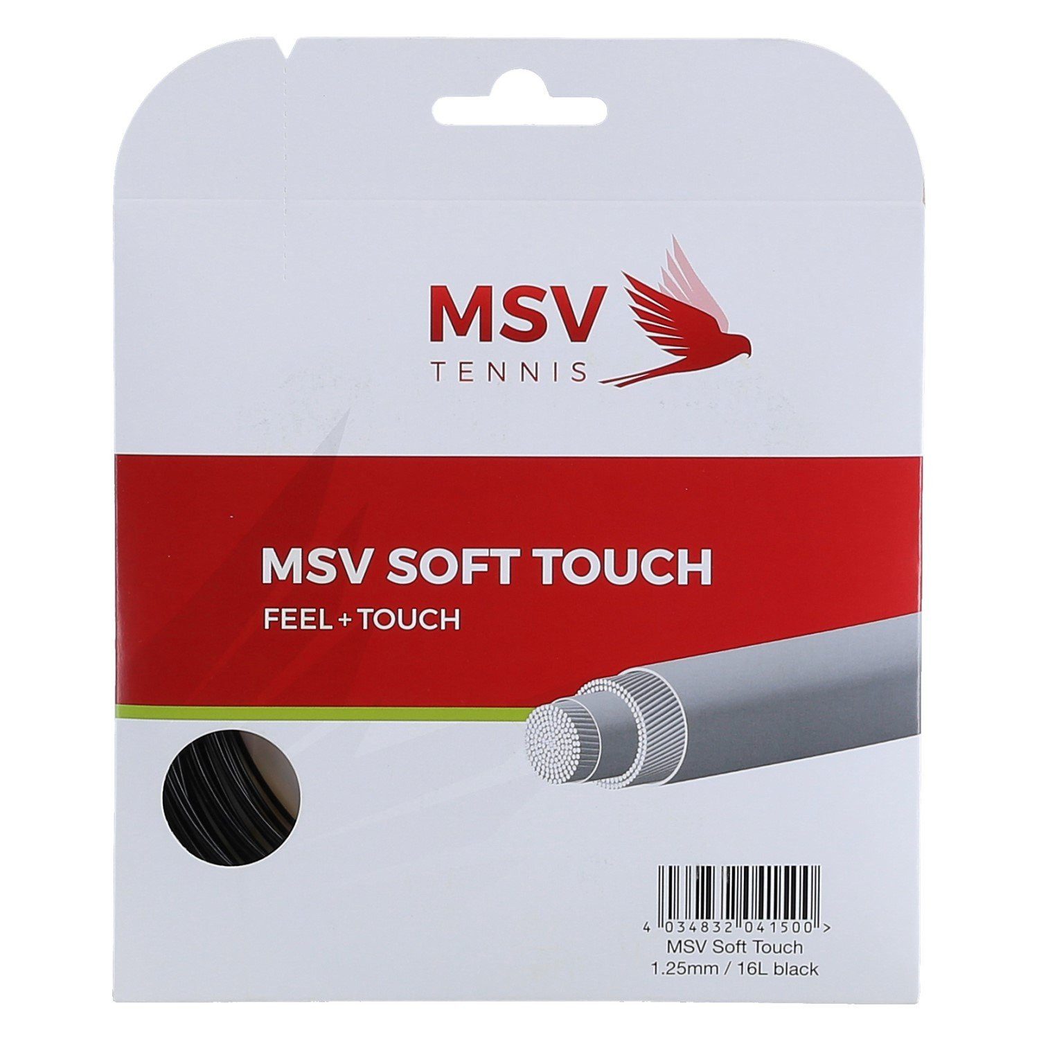 MSV Tennissaite Soft Touch (Touch+Komfort) schwarz 12m Set, Saitendicke: 1.25