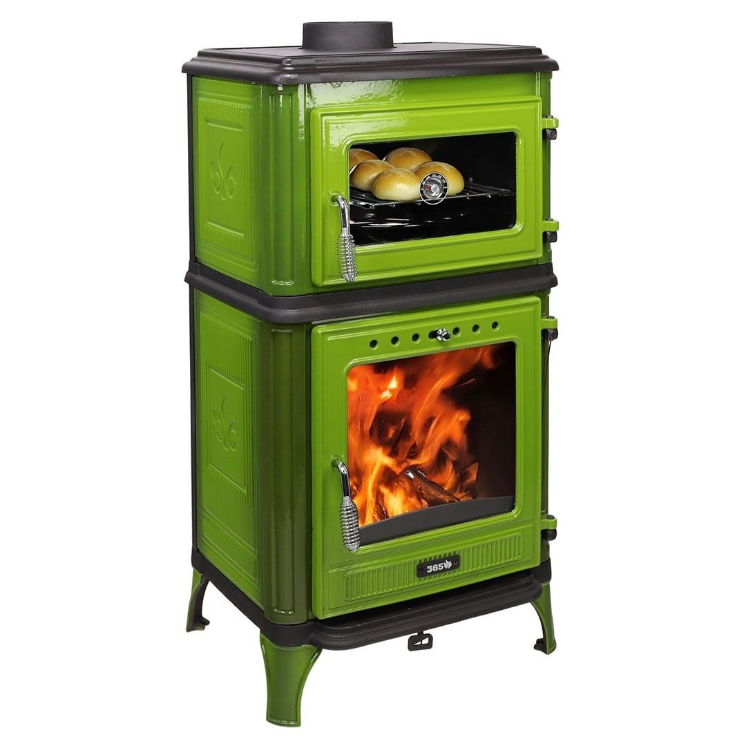 365 Kaminofen 365® Ferrox 55 Back grün emailliert 7 kW Gusseisen A+, 7 kW