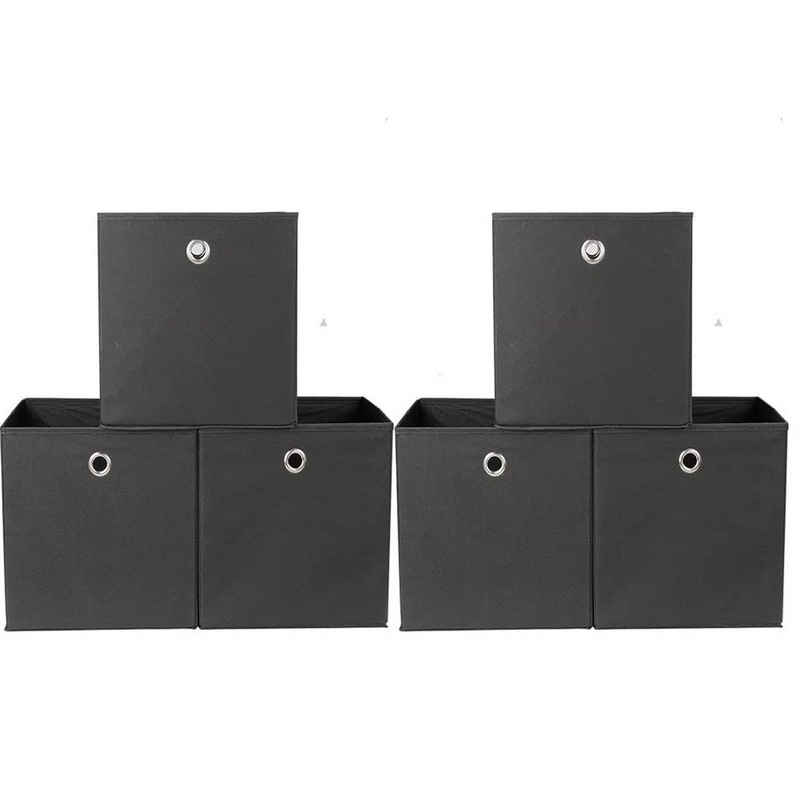 CALIYO Aufbewahrungsbox 6-Tlg Aufbewahrungsbox faltbar Ordnungsbox Faltbox Stoff (6 St), für Regale und Schubladen 30x30x30cm Schwarz