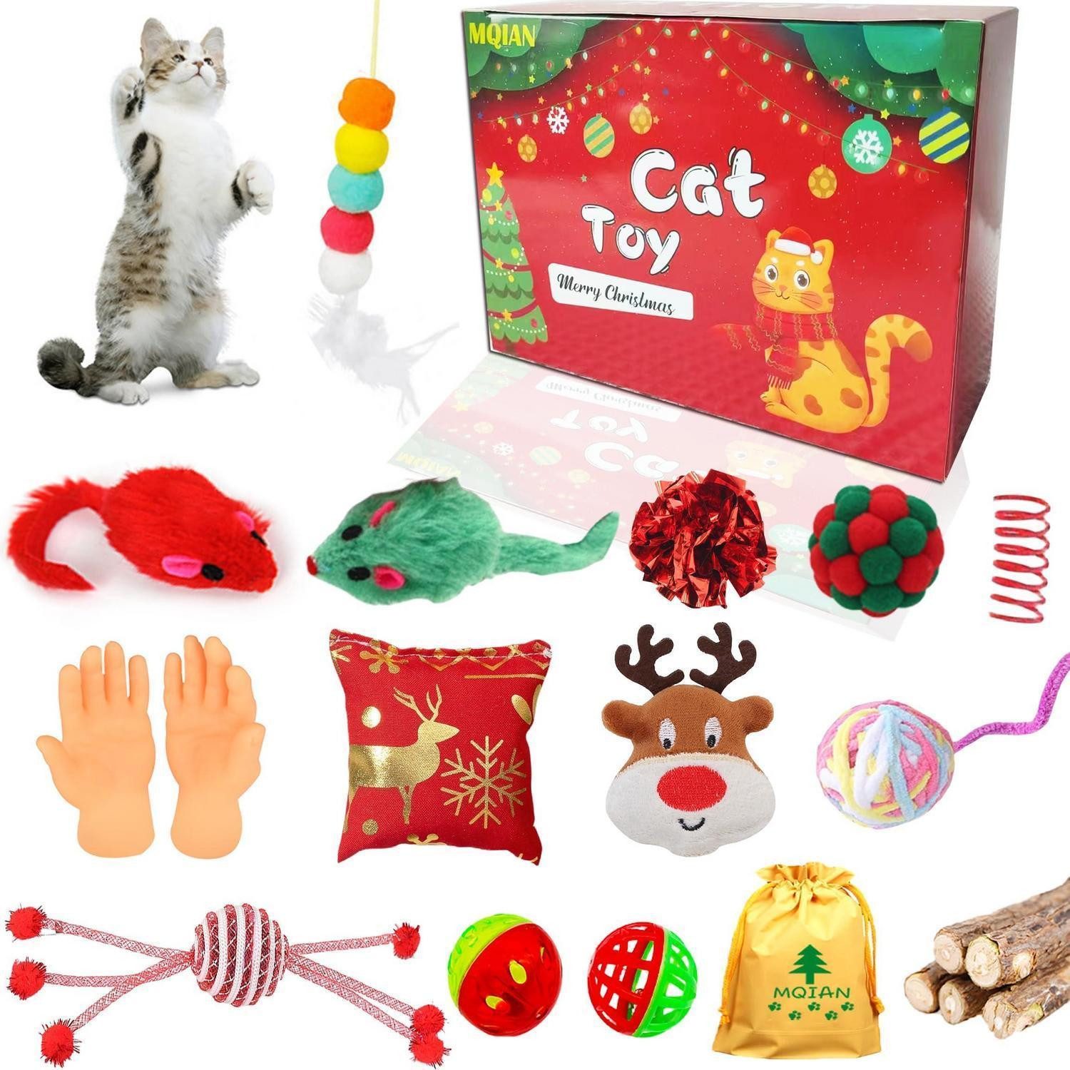 LuxusKollektion Tierball Weihnachts Katzenspielzeug Set 20 Teile, Textil, (20-tlg)