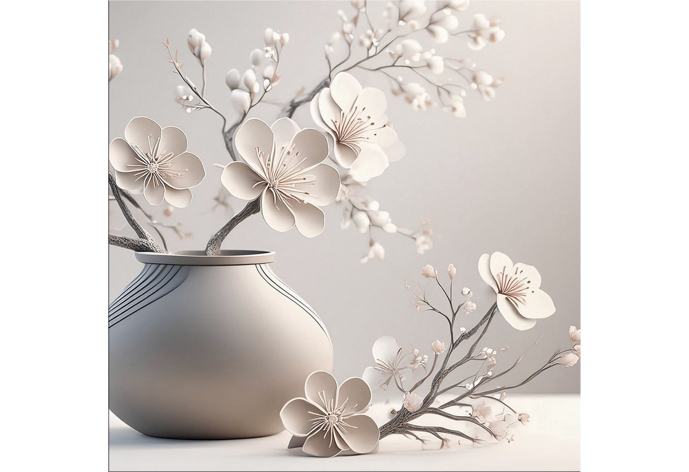 artissimo Glasbild Bild aus Glas 50x50 cm / Wandbild Quadratisch / Wanddeko modern, Stillleben: Blumen / Blüten in beige