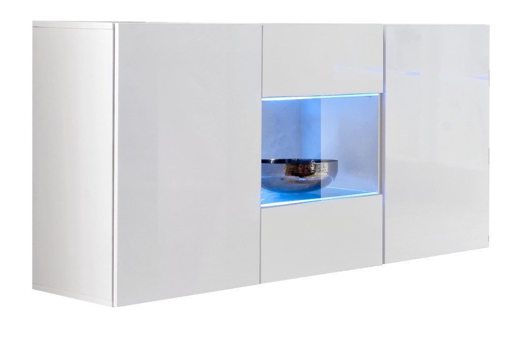ASM-Moebel Kommode Kommode FLY mit Hochglanzfronten Push-Click und Led Beleuchtung, Mit Hochglanzfronten, Push-Click System und Led Beleuchtung
