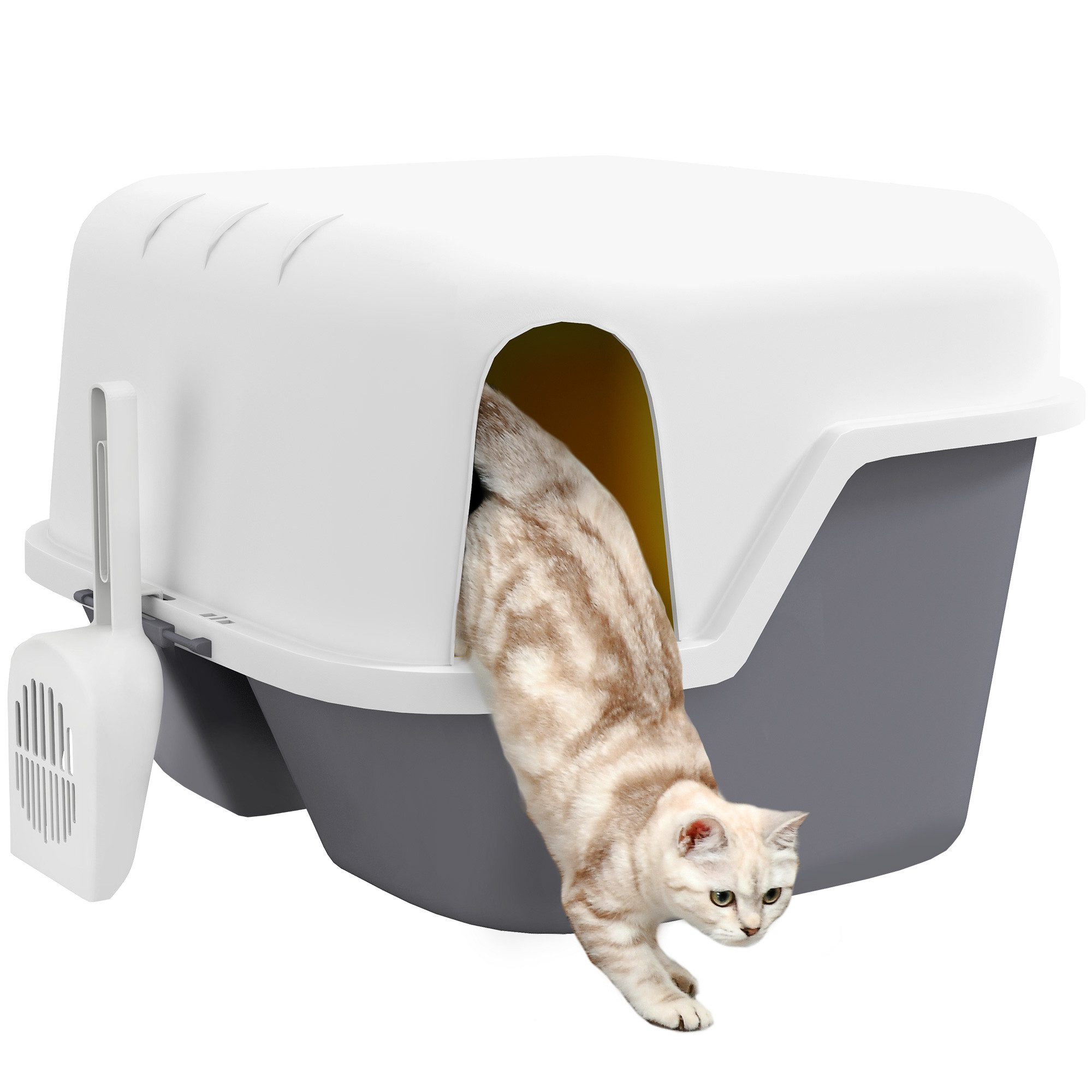 Katzentoilette mit Deckel, Sieb, Schaufel, geschlossen