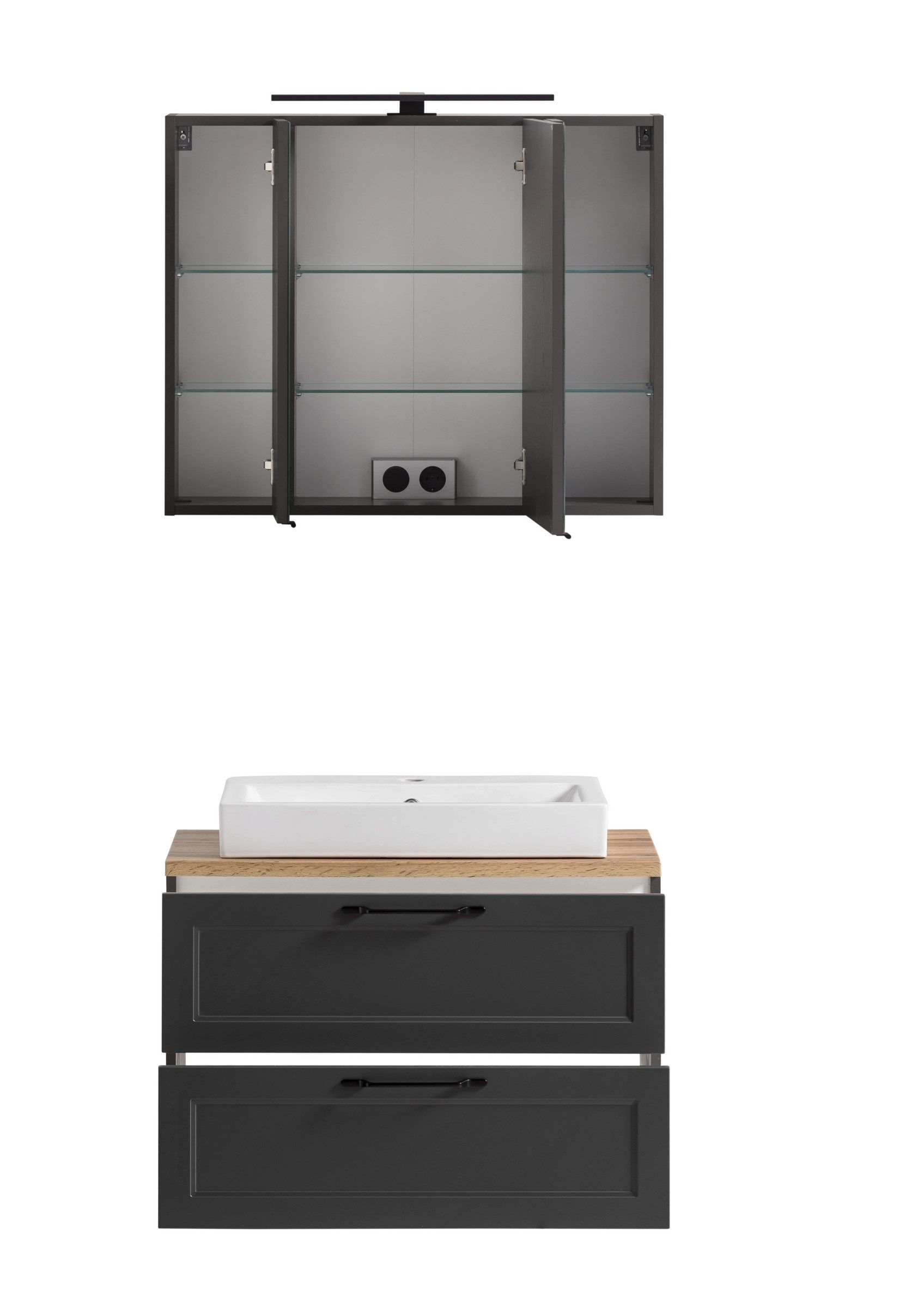HELD MÖBEL Badezimmer-Set (2-tlg) in matt-grau, Graphit - 80x195x47cm (BxHxT), (2-tlg)