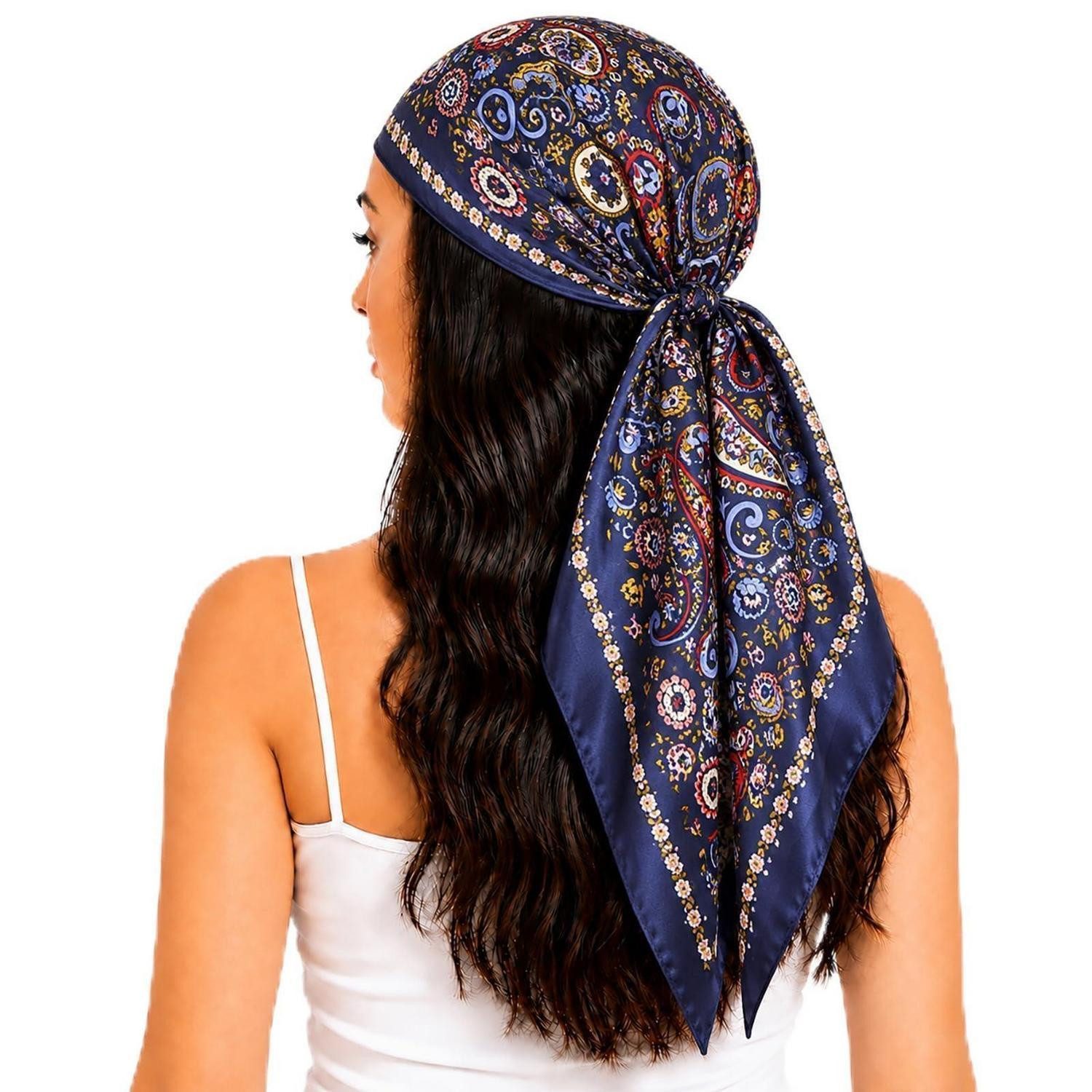 LuxusKollektion Bandana Damenschal Blume 90x90 cm, (1-St)