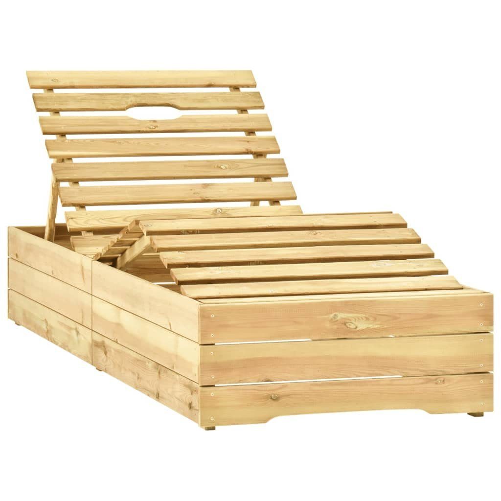 vidaXL Gartenliege Garten-Sonnenliege mit Tisch und Auflage Kiefer Imprägniert, 1 St.