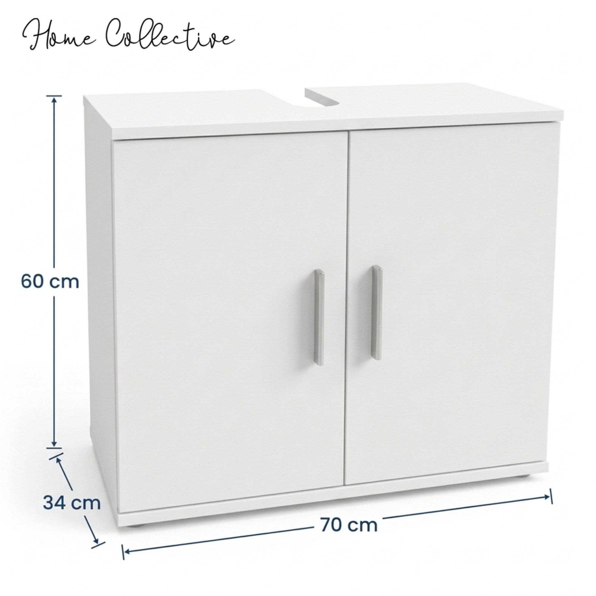 Home Collective Waschbeckenunterschrank Badezimmerschrank Badschrank Badmöbel mit 2 Türen, Made in Germany Badunterschrank mit herausnehmbarem Einlegeboden Weiß – Bild 3 von 5