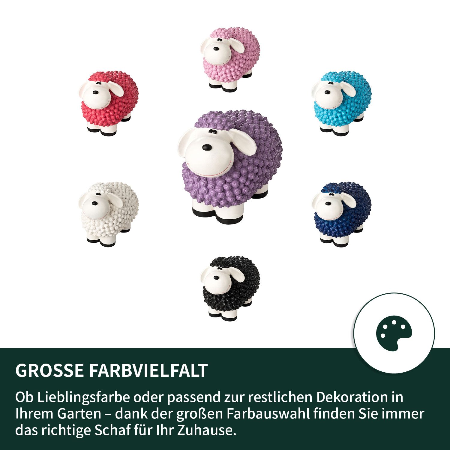 VERDOBA Gartenfigur Bunte Mini Schafe Gartenfiguren, Polyresin
