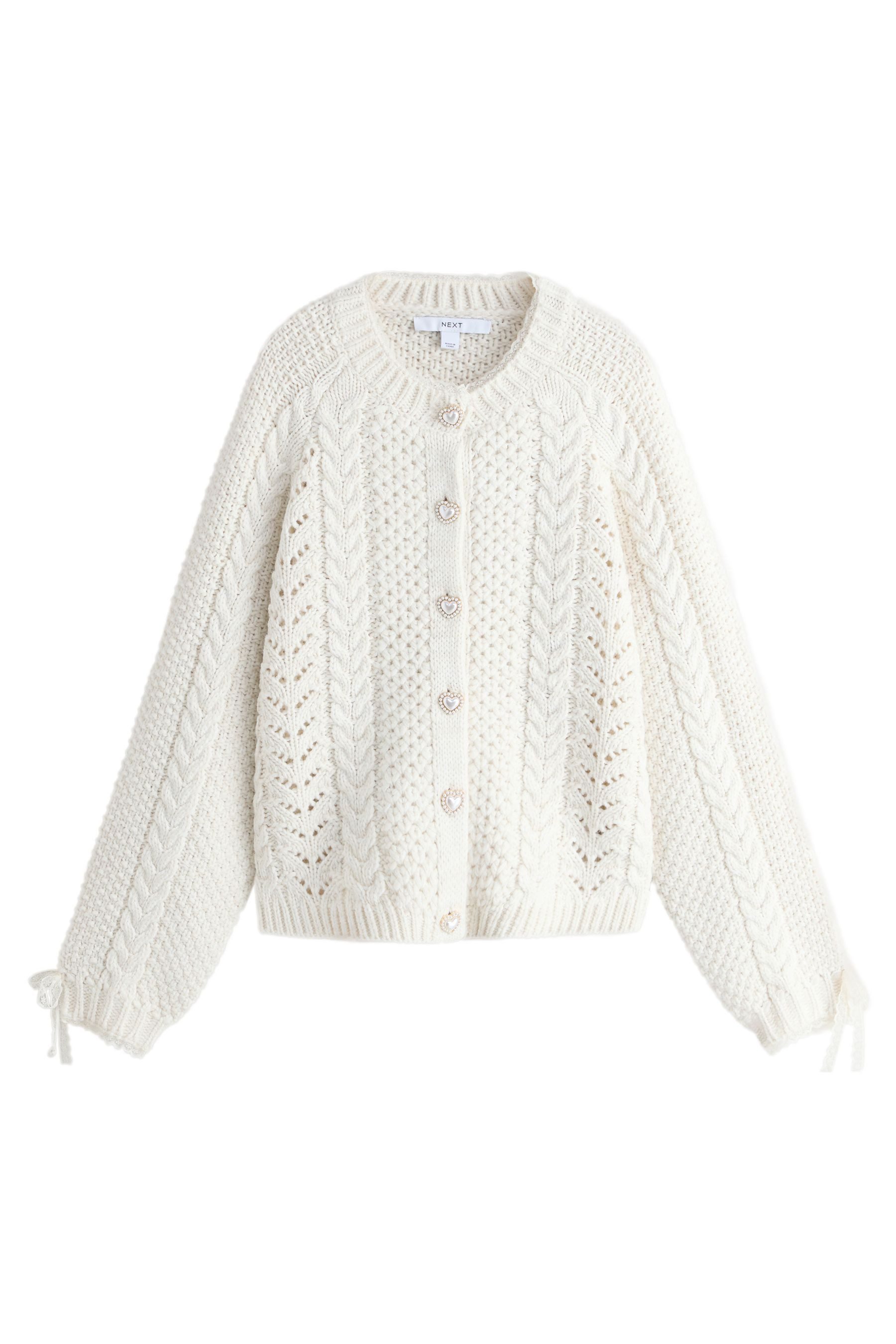 Next Cardigan Strickjacke mit Spitzenbesatz und Zopfmuster (1-tlg) günstig online kaufen