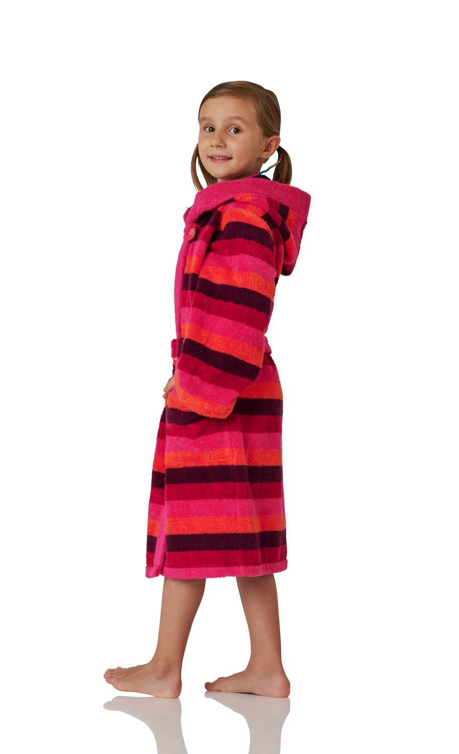 JAKO-O Kinderbademantel JAKO-O Bademantel Kinder mit Kapuze, Mädchen Jungen, fuchsia, Frottier, Mit Kapuze, elastischer Gürtel mit Klickverschluss – Bild 5 von 5