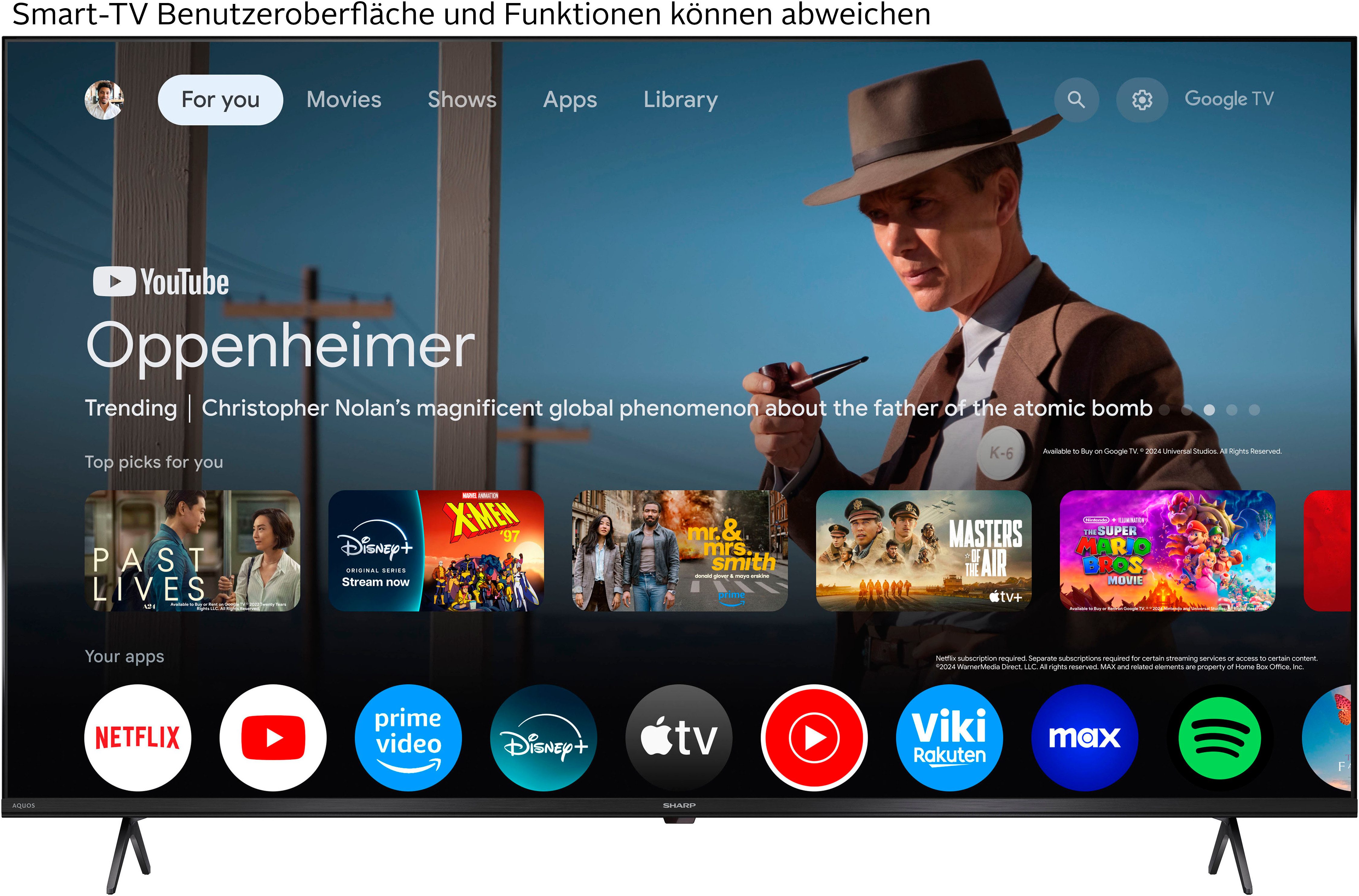 Sharp 4T-C55HP_ QLED-Fernseher (139 cm/55 Zoll, 4K Ultra HD, Smart-TV, Google TV)