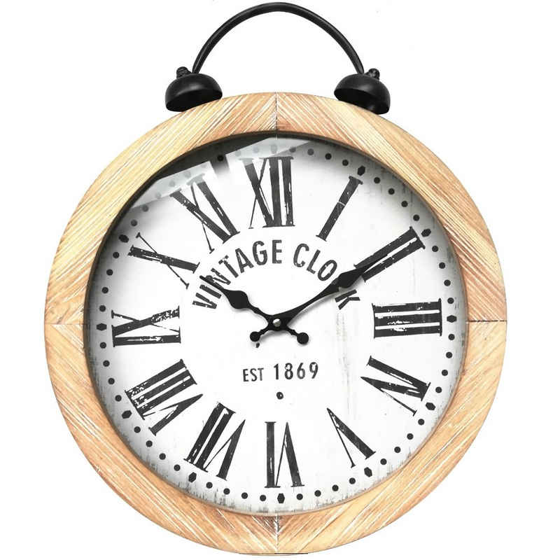 Mucola Wanduhr Wanduhr Hängeuhr Holzuhr Rund 40 cm Ø Analog Vintage Clock Shabby (Zentrale Wandaufhängung)