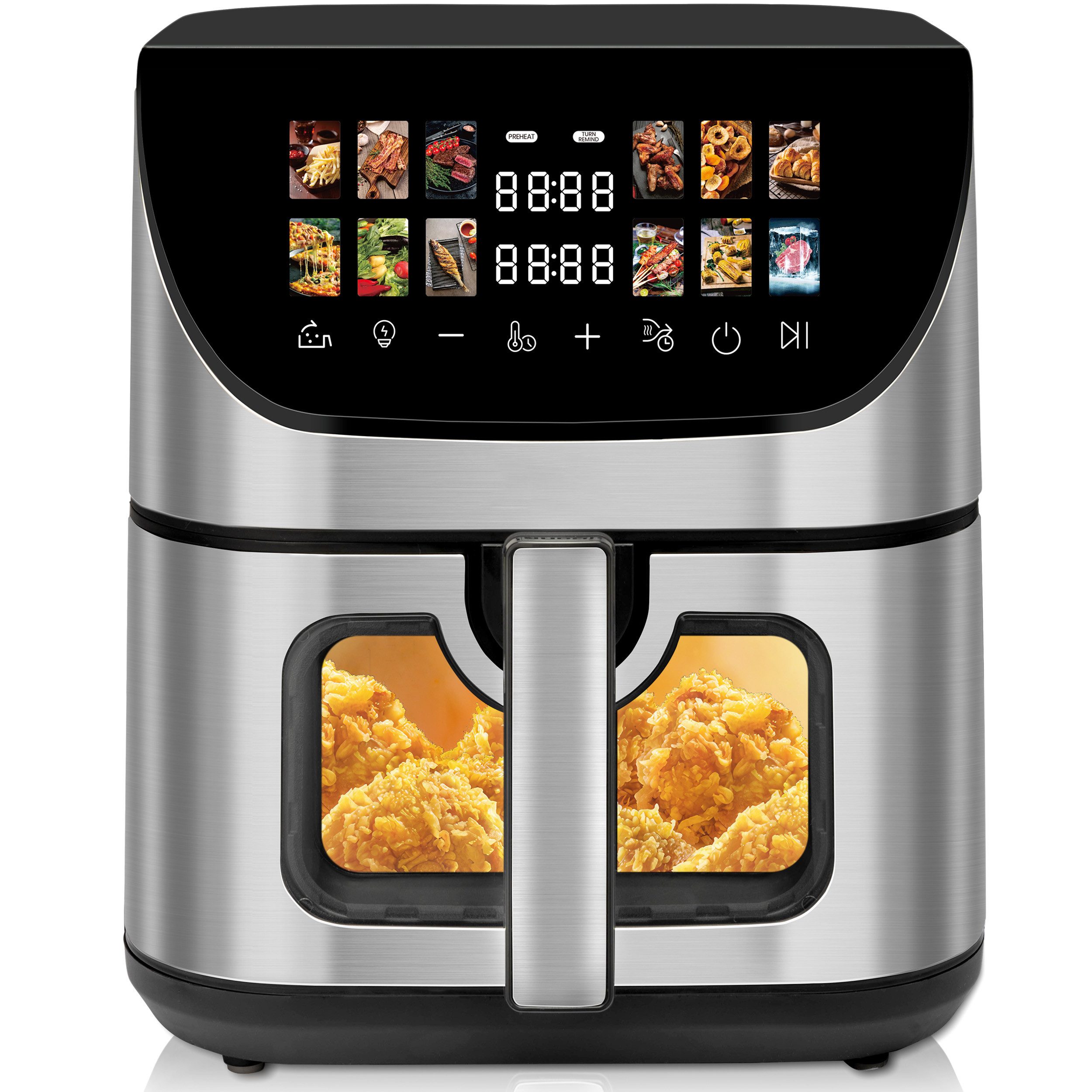 WHEELYOU Heißluftfritteuse XXL Airfryer 9L mit LED-Farbdisplay & Sichtfenster, 1800 W, fettarmes Kochen, digital & leicht zu reinigen