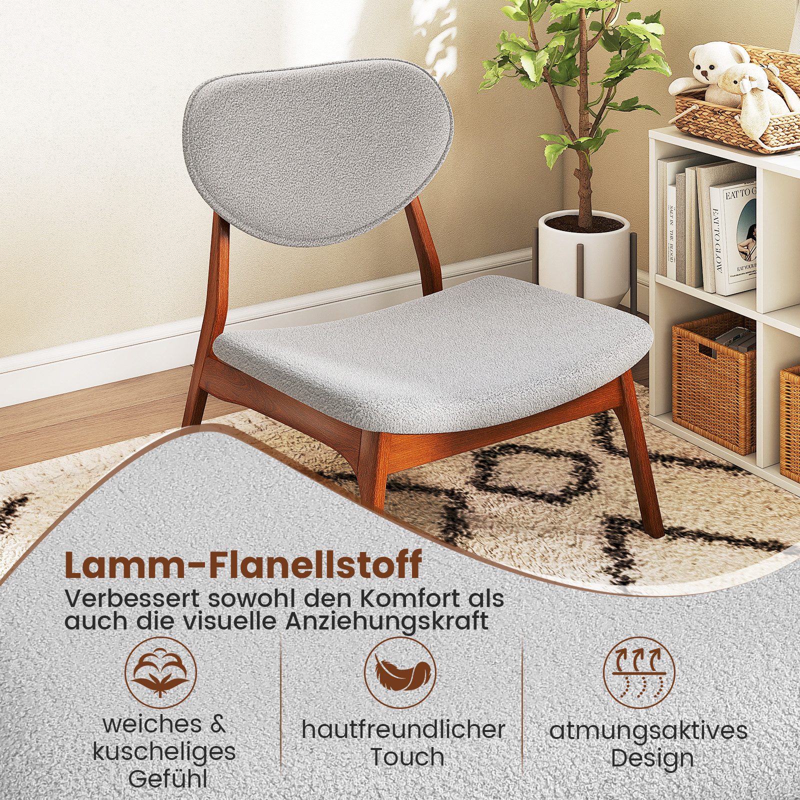 COSTWAY Relaxsessel (3-St), mit Beistelltisch, Loungesessel Set gepolstert