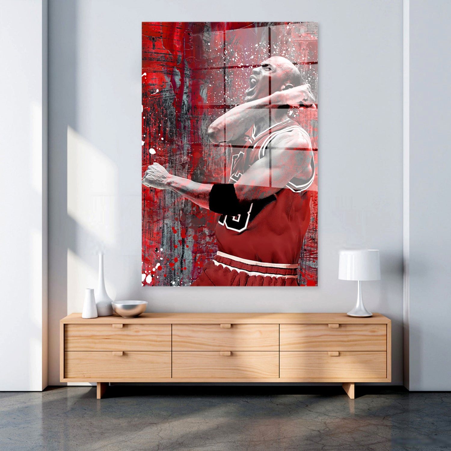 Artedinoi Acrylglasbild Jordan Pop Art Basketball Spieler Acrylglas Wandbild Bild Wanddeko Woh