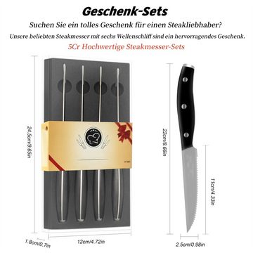 MDHAND Steakmesser Steakmesser, 4 Stück, Geschenkbox (4 Stück), Multifunktionelle Edelstahlmesser