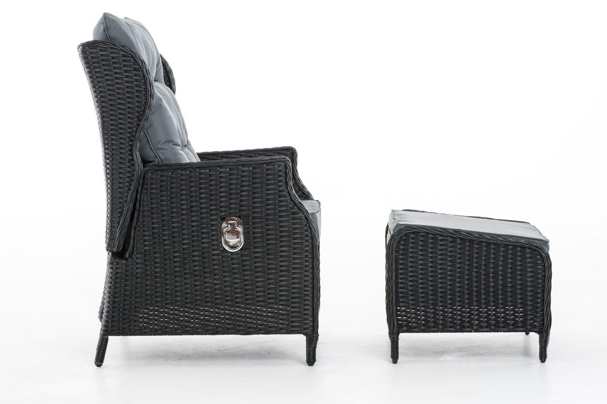 CLP Gartensessel Breno, Polyrattan, verstellbar, Fußhocker, Outdoor