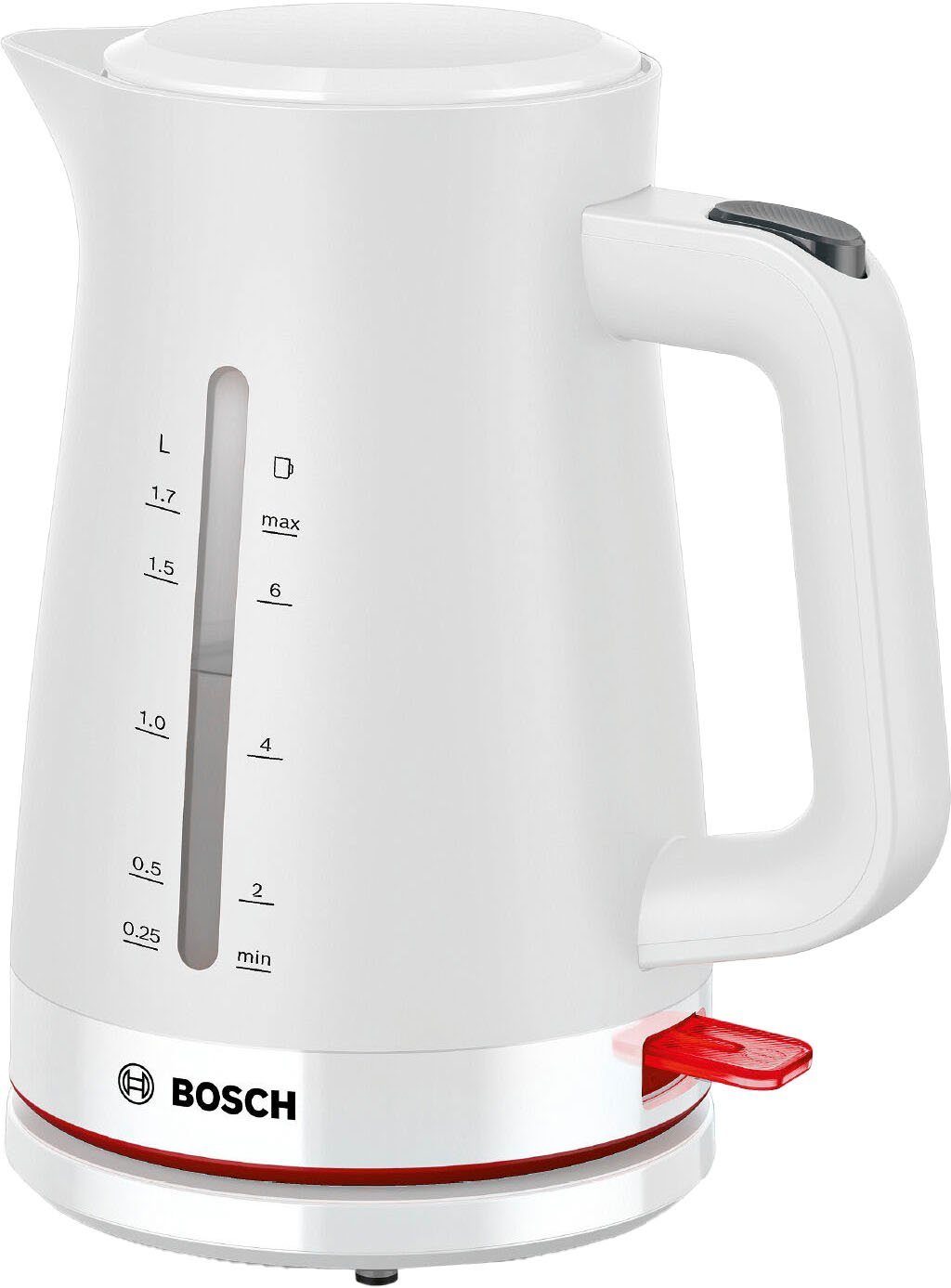 BOSCH Wasserkocher MyMoment TWK3M121, 1,7 l, 2400 W, Abschaltautomatik, Tassenanzeige, beidseitige Wasserstandsanzeige