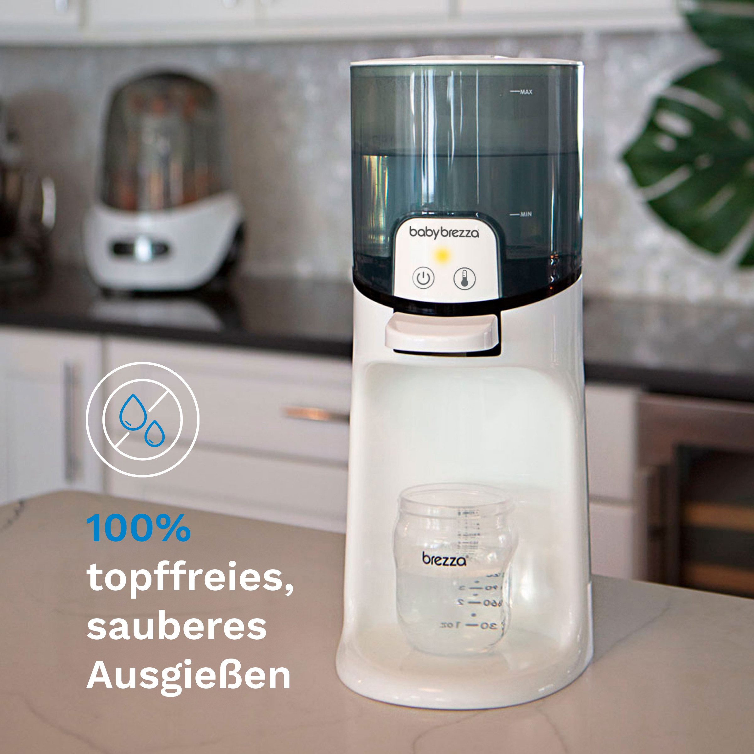 Baby Brezza Babyflaschenwärmer Wasserwärmer für Babynahrung mit 3 Temperaturstufen & Schnellfunktion, Sofort warmes Wasser mit 3 Temperaturstufen – ideal für Fläschchen