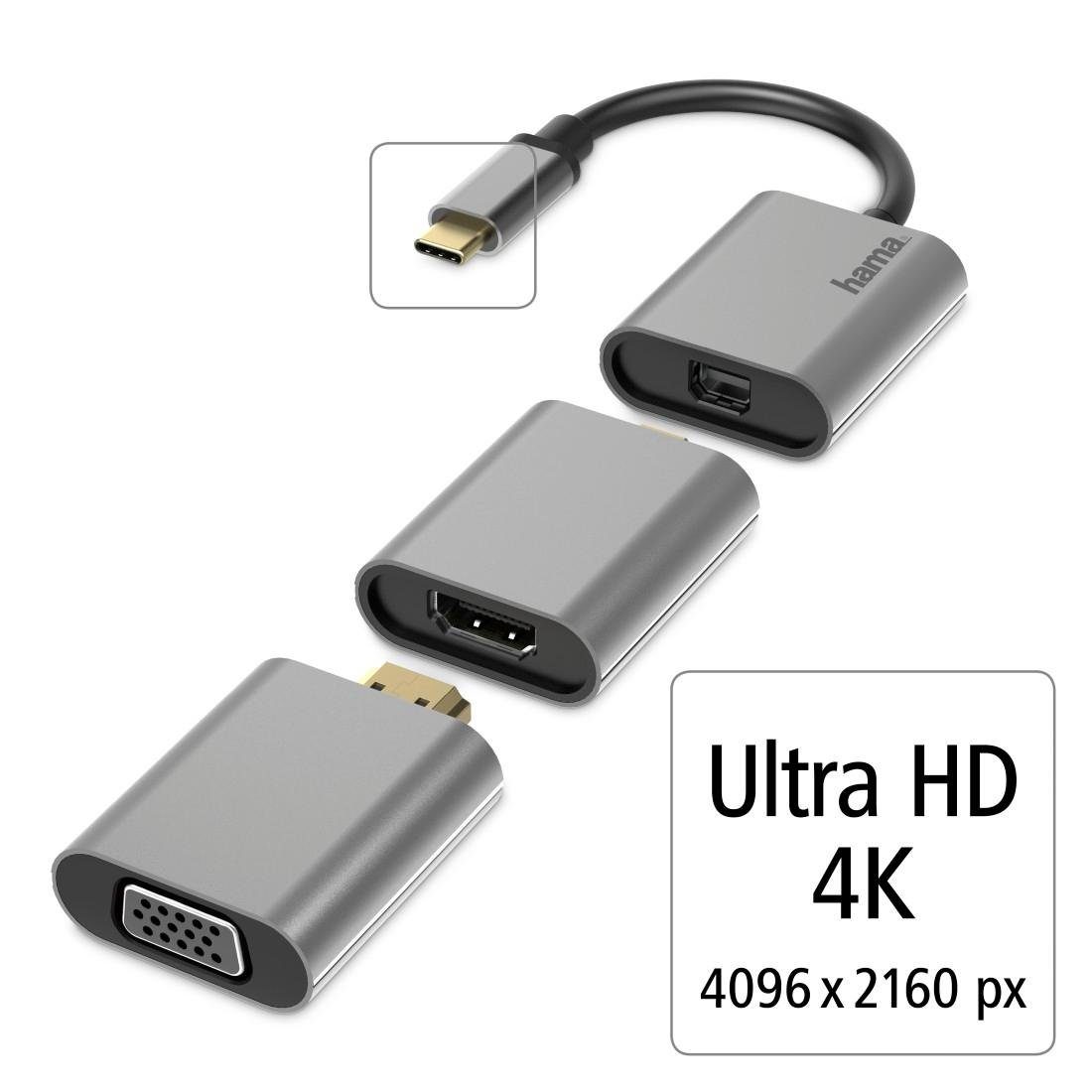 Hama USB-C Multiport Adapter Set 6 in1, USB-C, Mini DisplayPort, HDMI, VGA Computer-Adapter Mini DisplayPort, USB-C zu VGA, HDMI, Mini DisplayPort