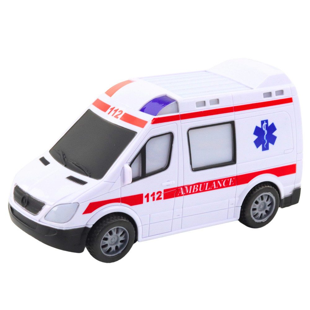 LEAN TOYS Spielzeug-Krankenwagen Rettungswagen Notarztwagen Spielzeugauto, (Spar-Set, 1-tlg., 20 x 10 x 8 cm elektrisch), Licht- & Soundeffekte, Elektroantrieb, 20 cm
