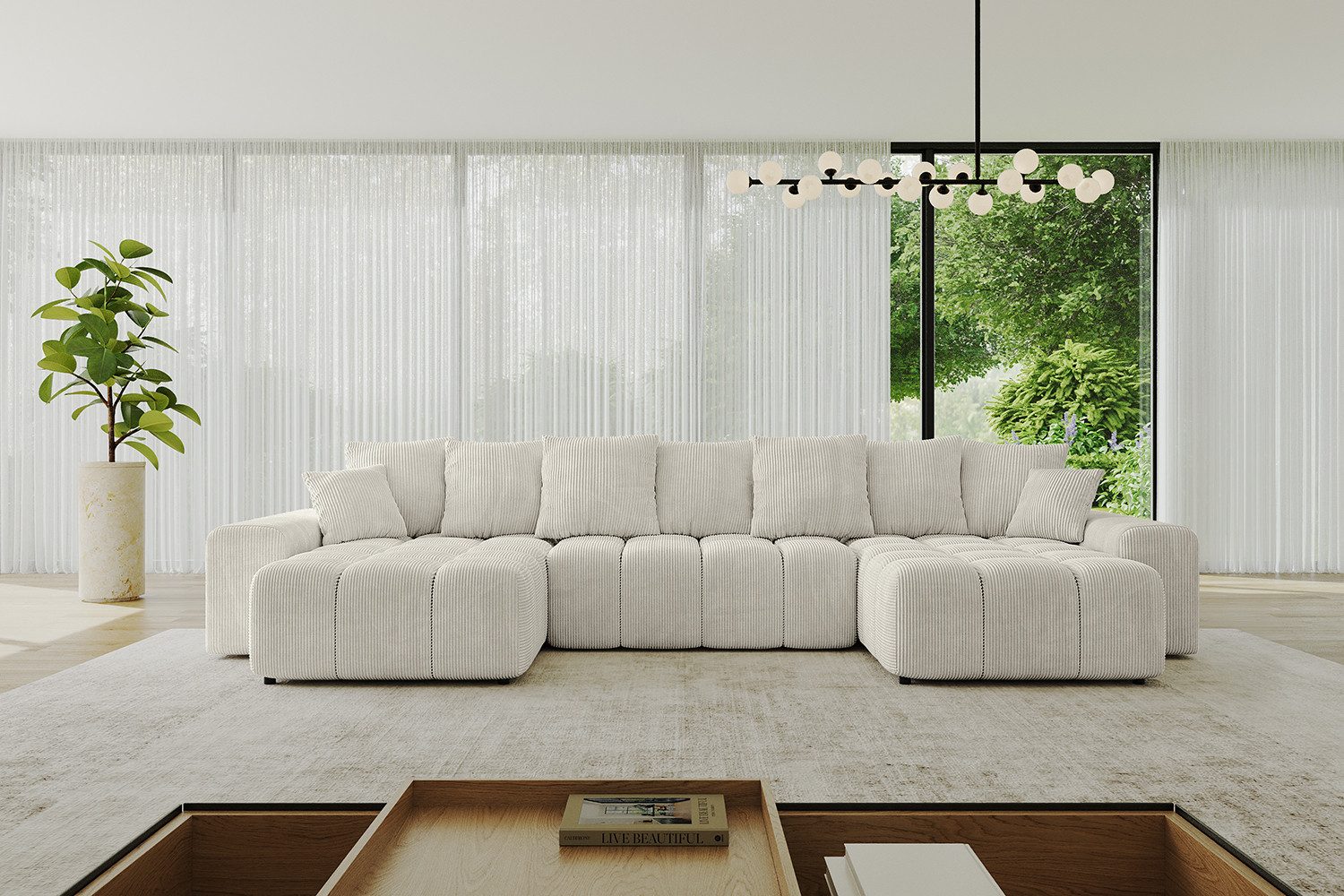 ALTDECOR Wohnlandschaft ENIL-U, Couch mit Schlaffunktion, Wohnzimmer - Ecksofa, Corner Sofa Bett Eckcouch Couch U-Form Schlafcouch Ausziehbar