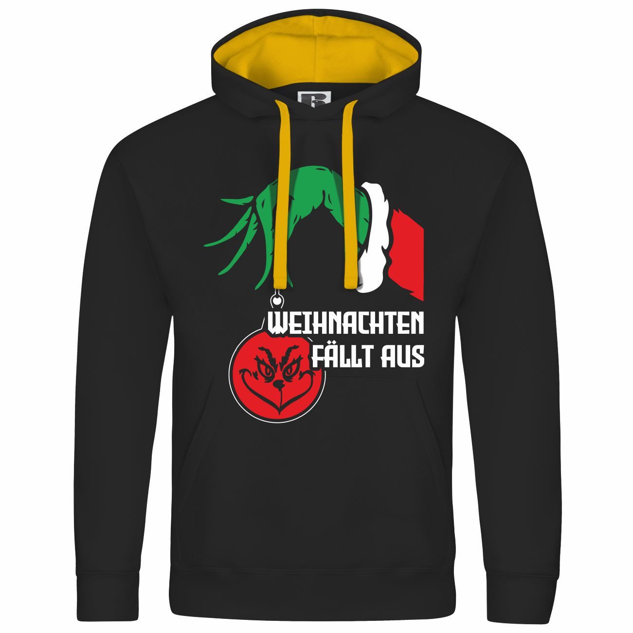 schwarz/gelbe Kapuze