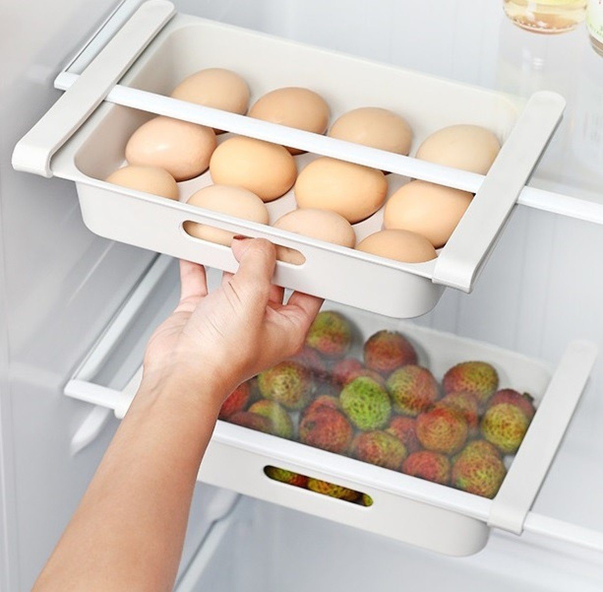 für BAYLI Kühlschrank Eierbehälter Pack 2er Organizer Kühlschrank Eierablage Pizzaschneider