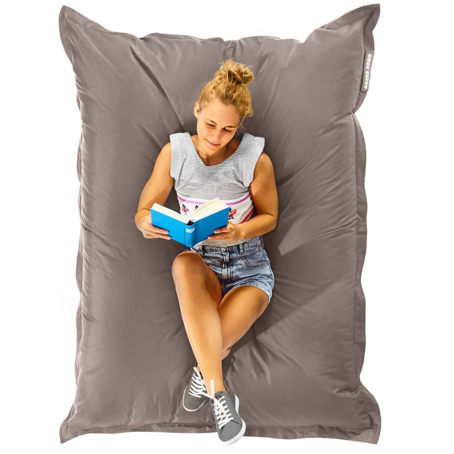 Green Bean Sitzsack XXL Outdoor Sitzsack Square 140x180cm (XXL Riesensitzsack 140x180cm 380 Liter Kinder & Erwachsene Bean Bag EPS Perlen Füllung, Groß Draußen Outdoor Liegekissen), Waschbar Wetterfest Lounge Sitzkissen Bodenkissen