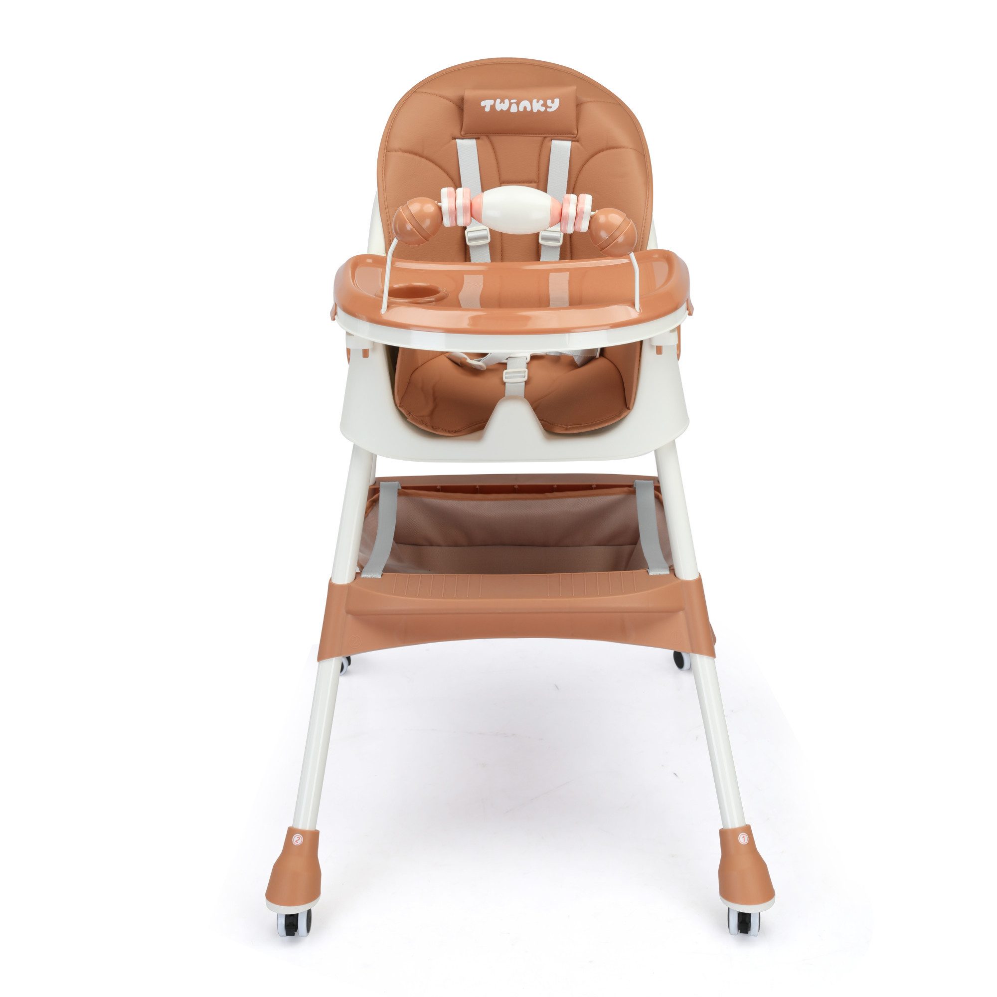 TWINKY Kinderstuhl 3 in 1 Baby Hochstuhl, Kinderstuhl Kinderklappstuhl, Kinder-Esstuhl​ (Packung), Spielset mit Ledersitzkissen und Rädern