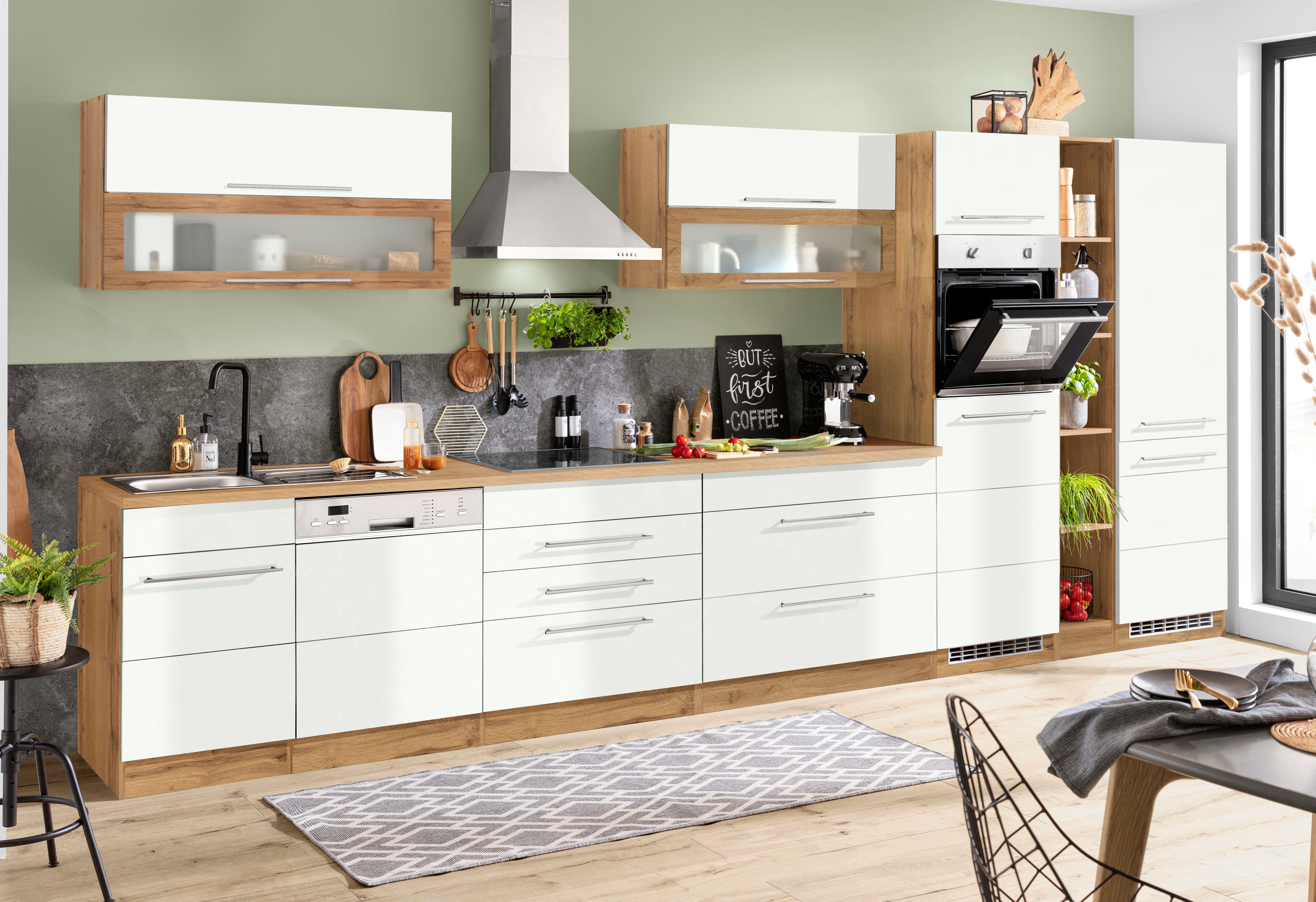 KOCHSTATION Küchenzeile KS-Wien, Breite 440 cm, wahlweise mit E-Geräten und Induktion