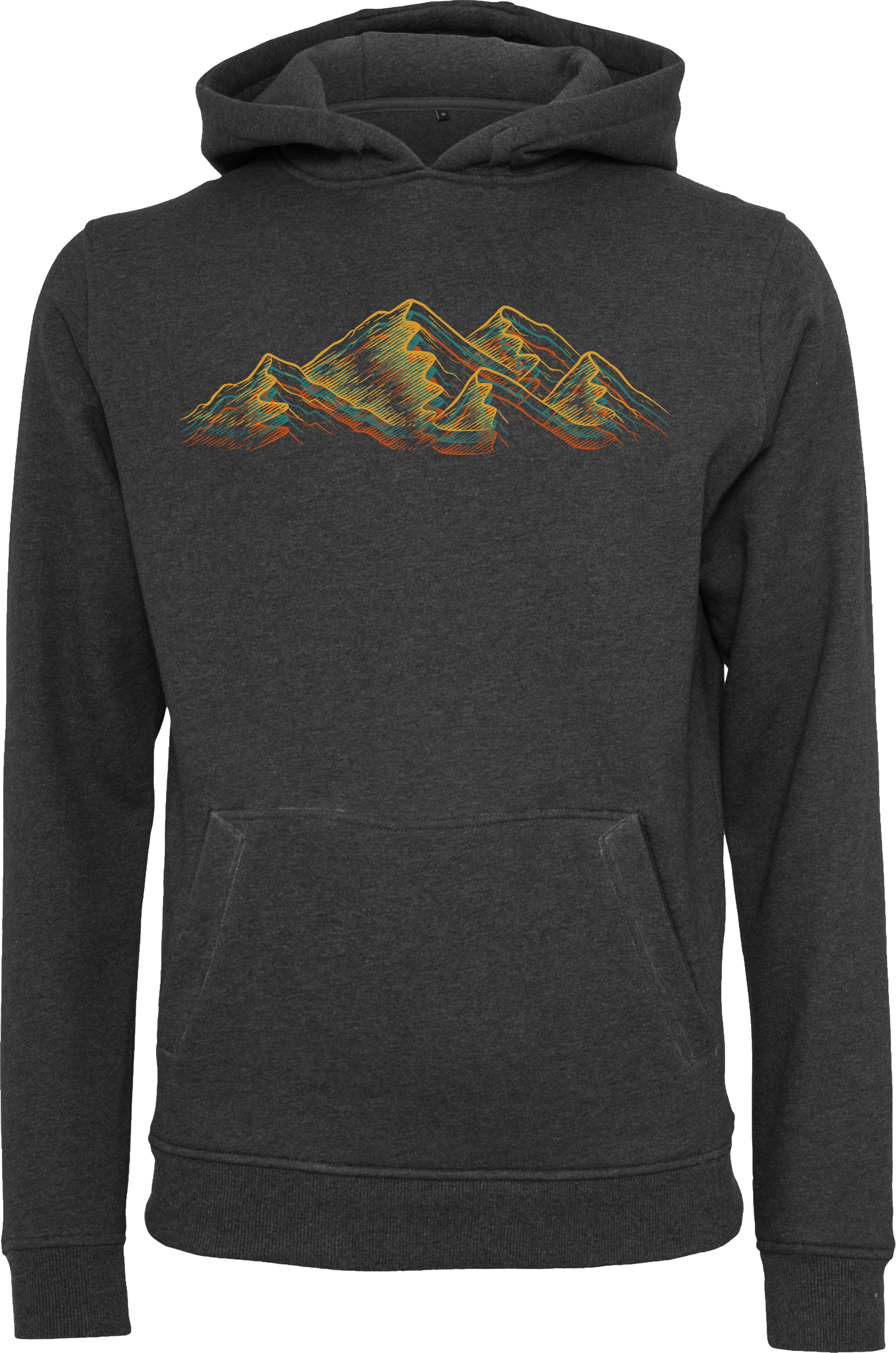 hochwertiger Siebdruck Kapuzenpullover - Kletter Alpen Charcoal : Hoodie Wandern Baddery Kleidung