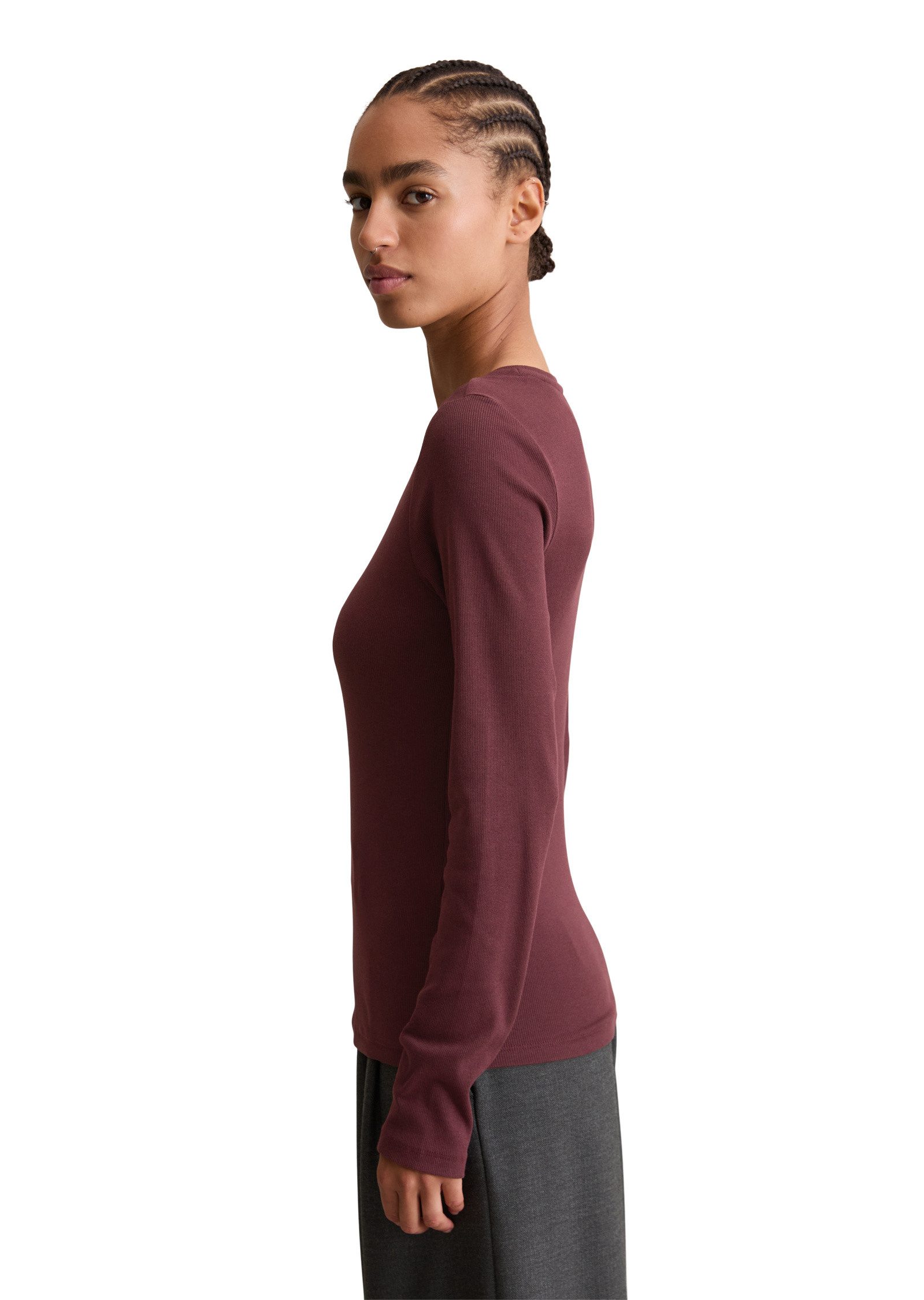 Marc O'Polo DENIM Langarmshirt aus softem Ripp-Jersey günstig online kaufen