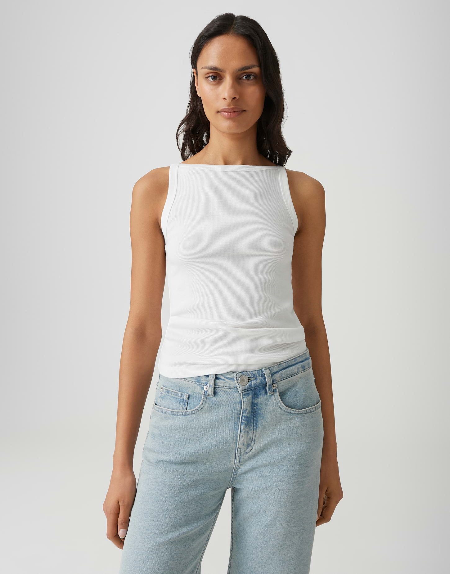 OPUS Trägertop Trägertop aus feinem Rippenjersey Slim Fit weicher Griff, figurbetont, schmale Träger