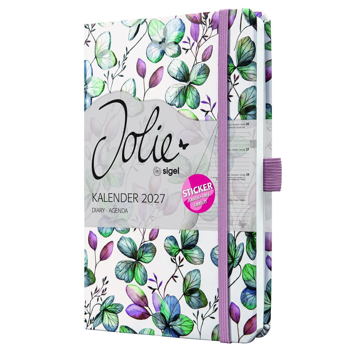 Sigel Taschenkalender Wochenkalender Jolie 2027 Hardcover ca. A5 Clover Romance 174 Seiten
