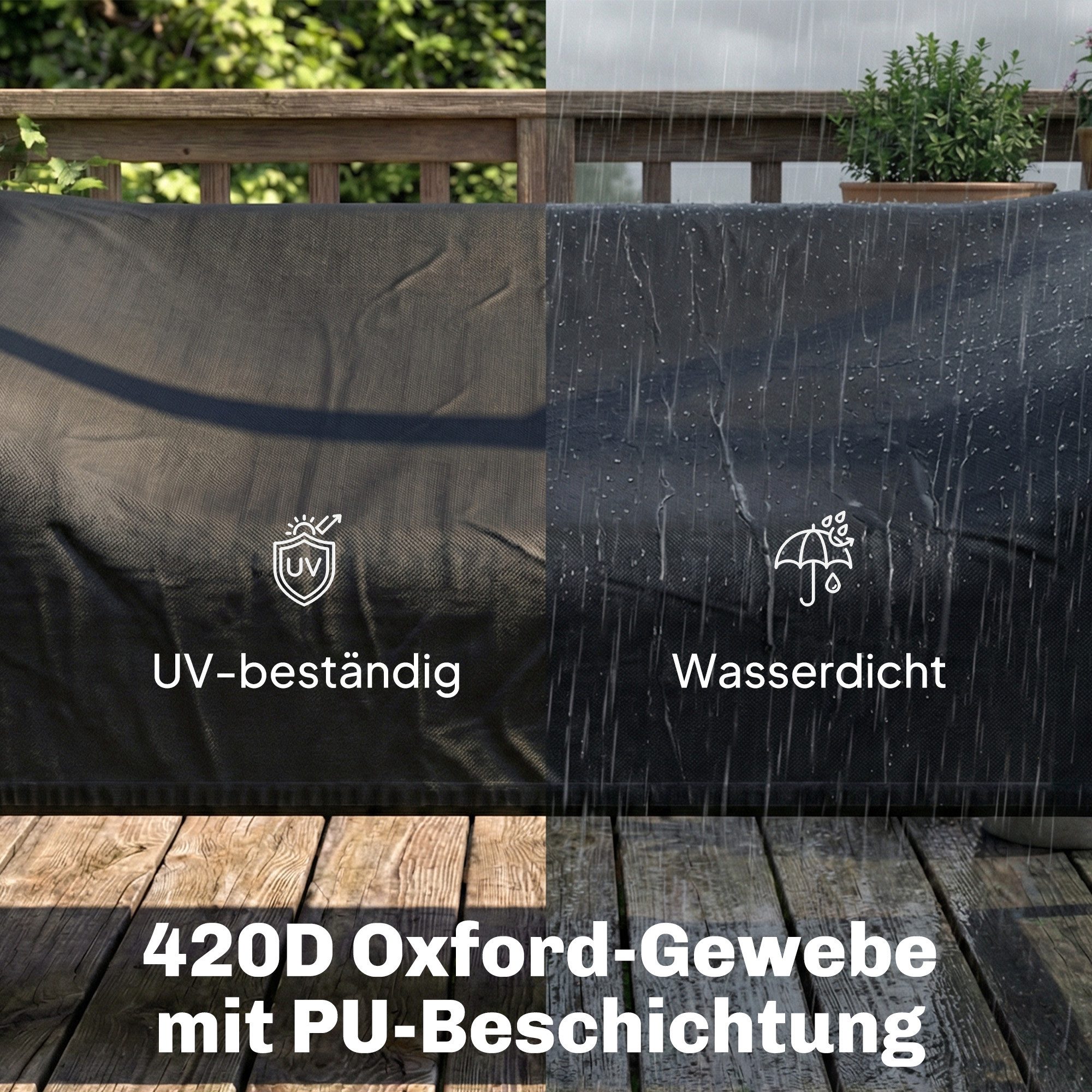 Outsunny Gartenmöbel-Schutzhülle Hollywoodschaukel Abdeckung, Winddicht, 142 x 76 x 81 cm Schwarz (Abdeckplane, 1-St., für 2-Sitzer Gartenschaukel), Wasserdicht – Bild 5 von 5