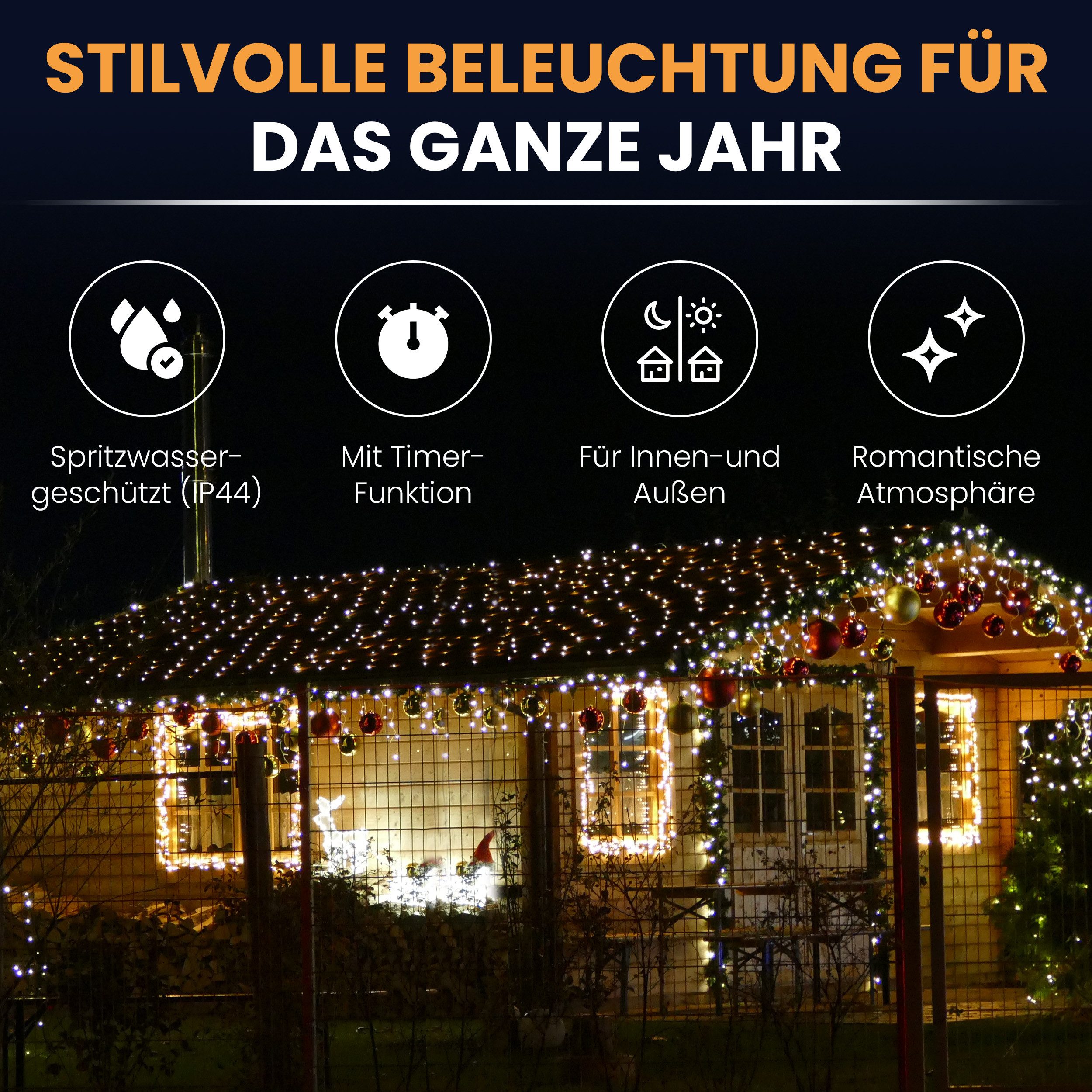 Gartenpirat LED-Lichternetz mit Kabel LED-Beleuchtung Lichterkette Weihnach günstig online kaufen
