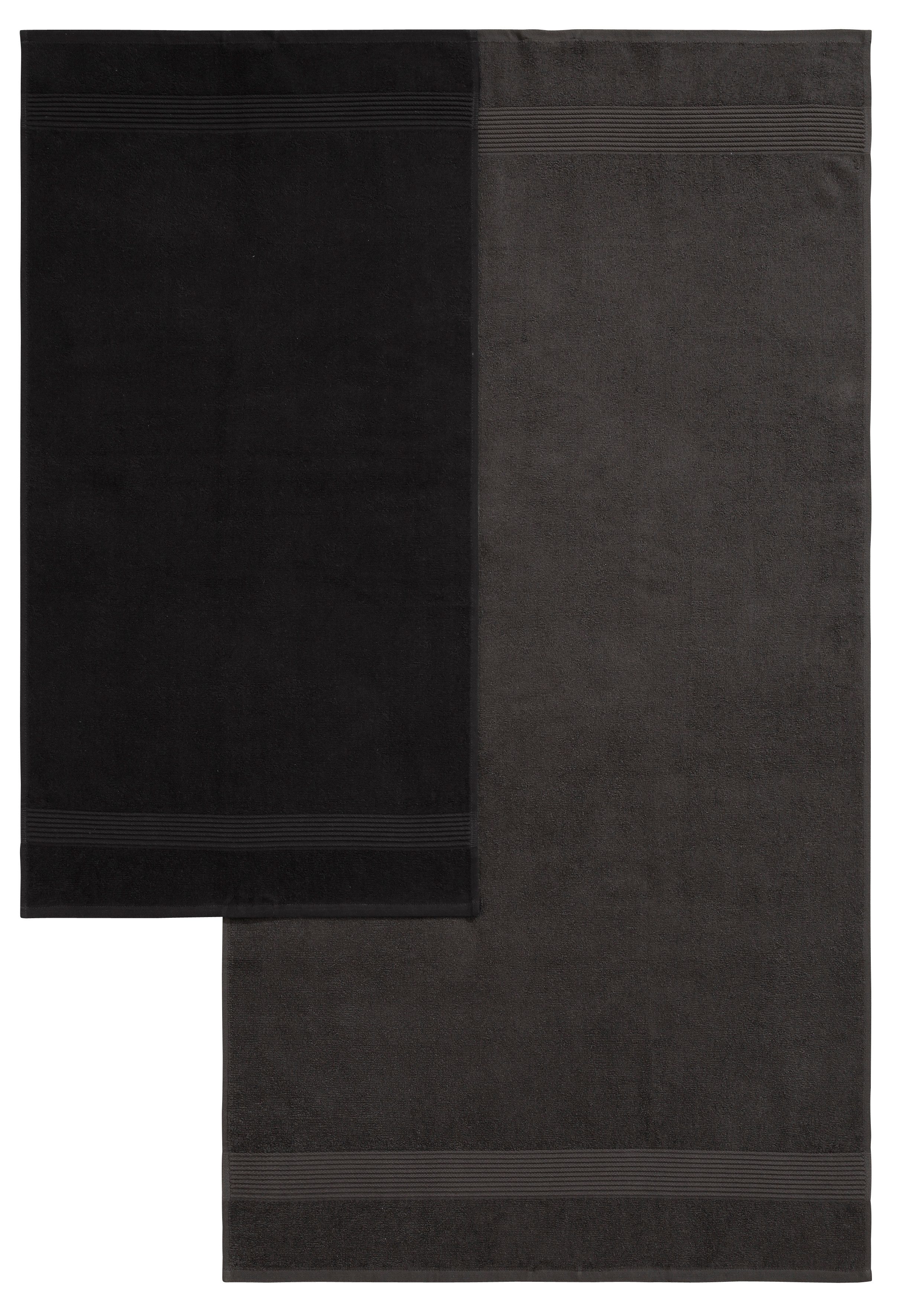 OTTO home Handtuch Set Anna, 2 Duschtücher 70x140, 4 Handtücher 50x100, Walkfrottee (Set, 6-St), Handtuch-Set, gestreifte Bordüre, weich, 100% Baumwolle, zweifarbig